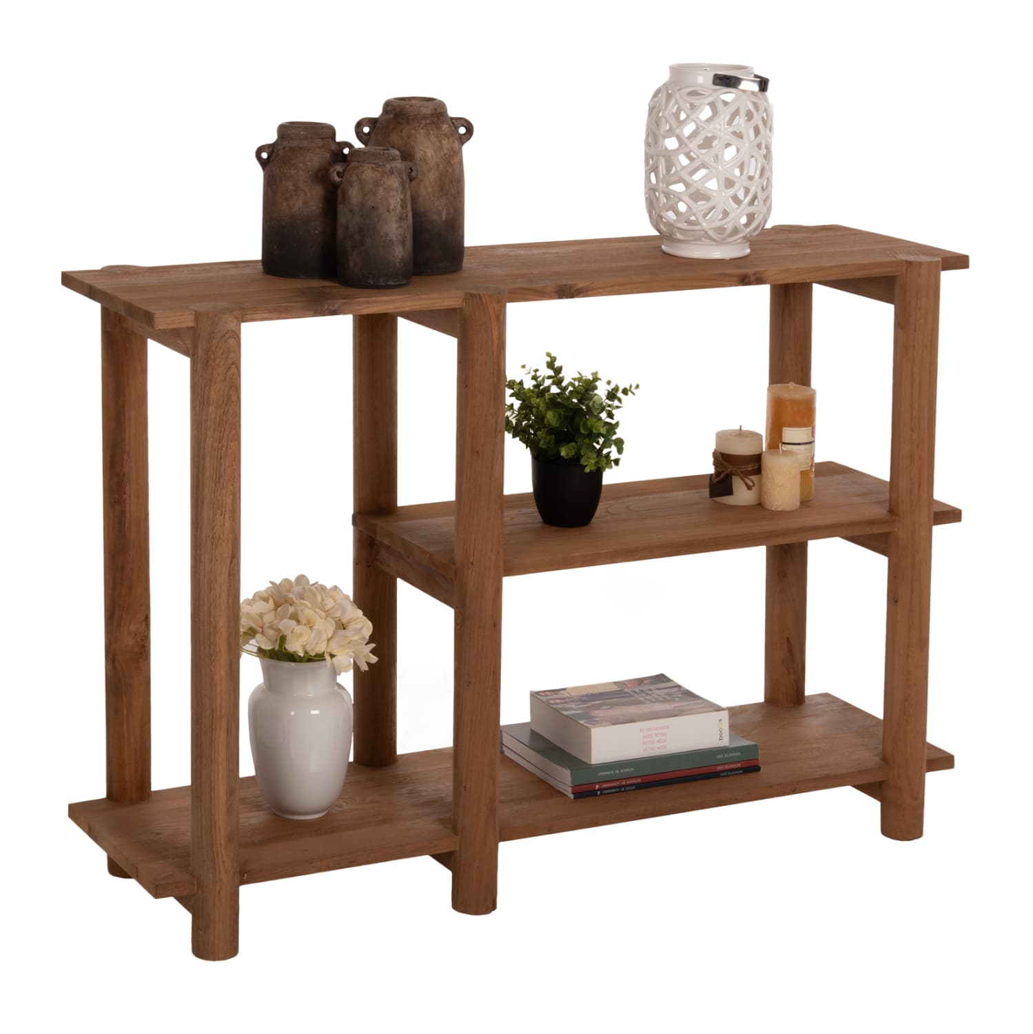 CONSOLE KUTAI RECYCLED TEAK WOOD IN NATURAL RUSTIC COLOR 120x35x80Hcm.