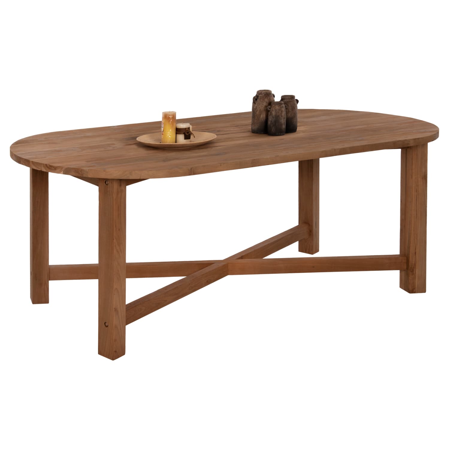 МАСА ЗА РУЧАЊЕ KUTAI ОД РЕЦИКЛИРАНО ДРВО TEAK ВО ПРИРОДНА БОЈА 220x100x75Hcm.