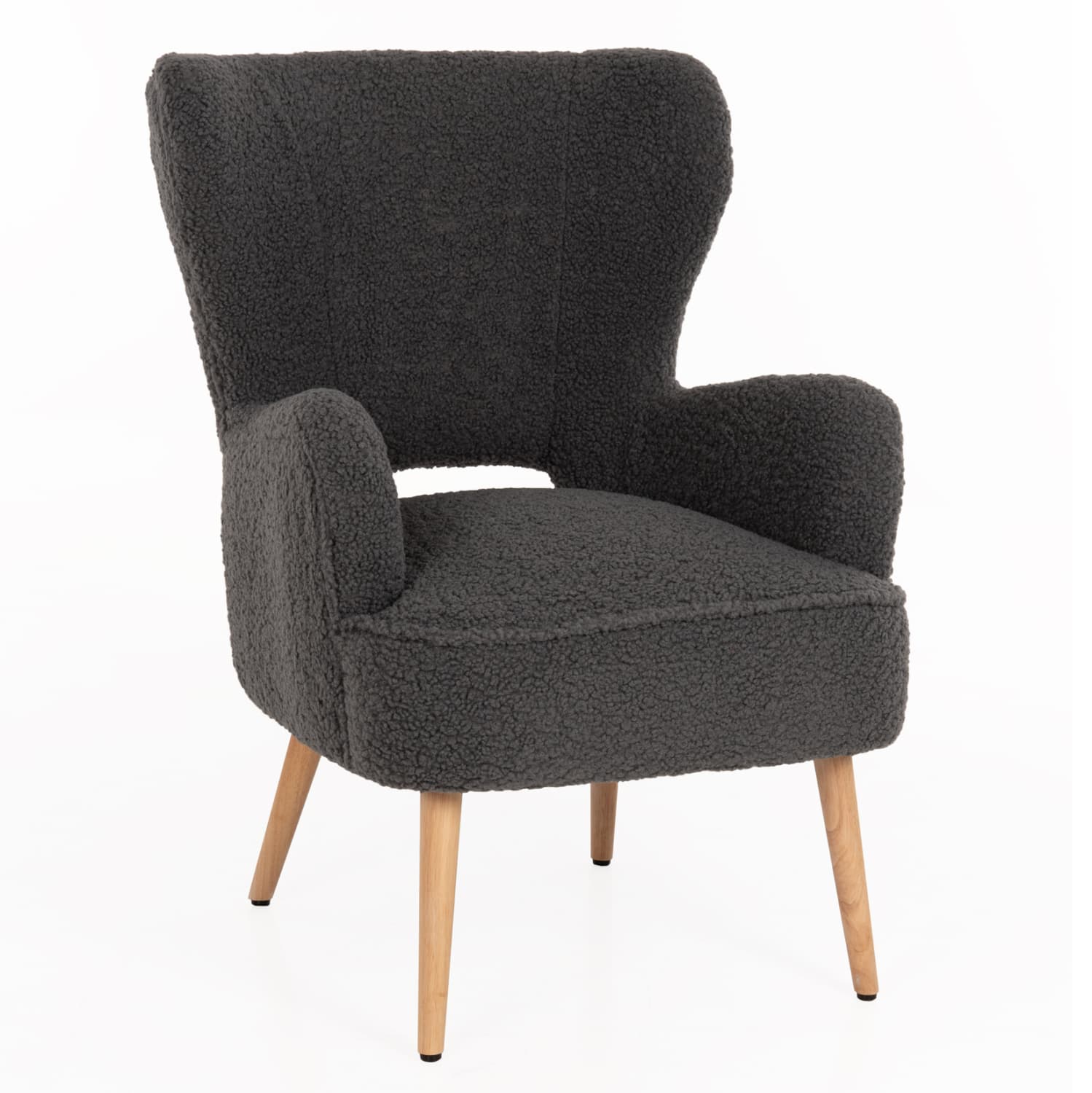 ARMCHAIR MYLIE GREY BOUCLE FABRIC 66X75X93Hcm.
