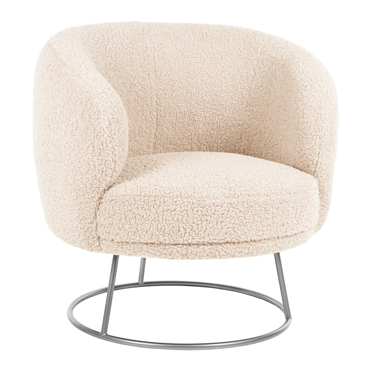 ARMCHAIR ARIEN BOUCLE FABRIC IN WHITE-SILVER METAL BASE 78x75x84Hcm.