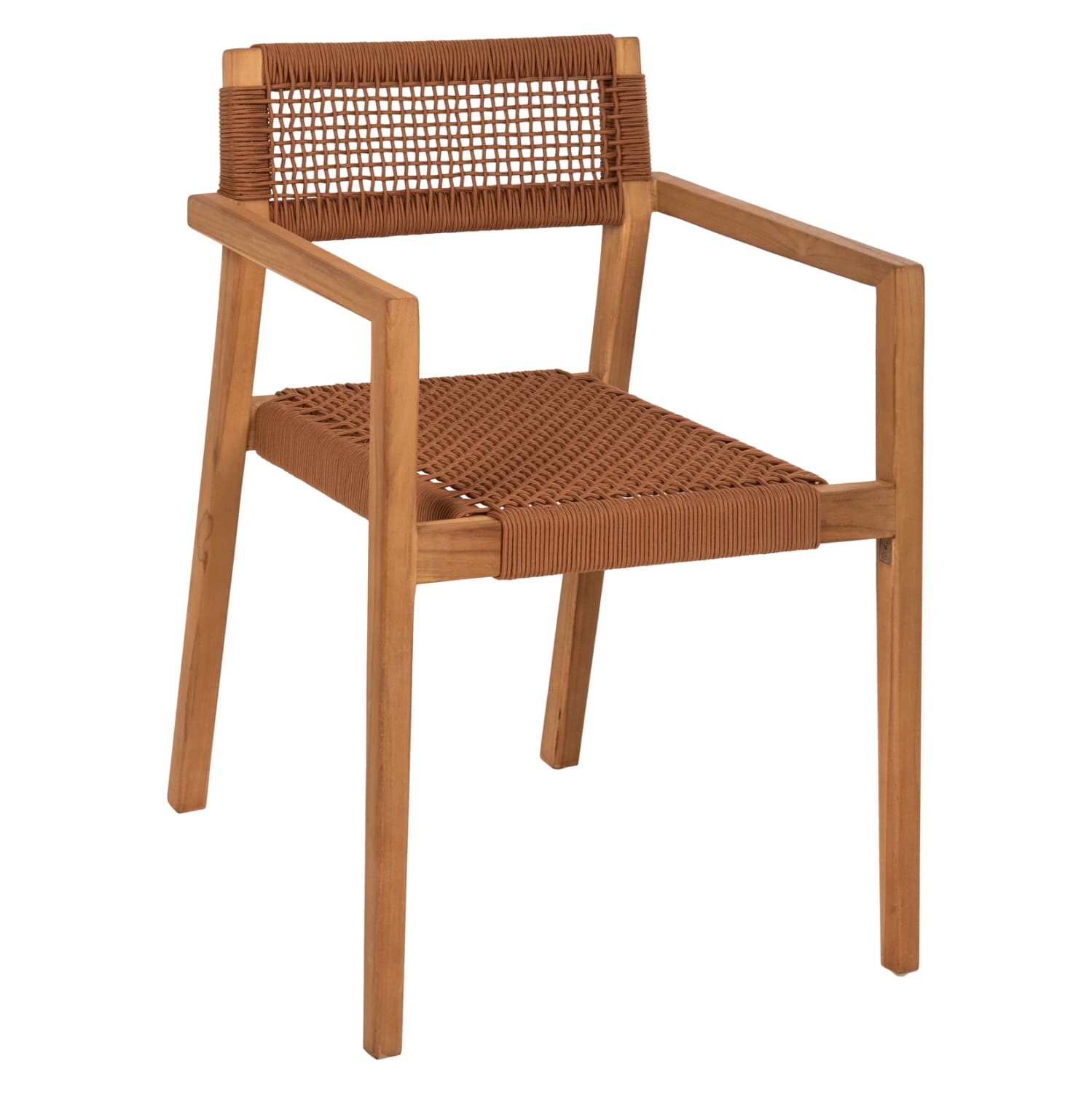 ARMCHAIR CHARLOTTE TEAK WOOD & BROWN ROPE--B'RATED 59x54x83Hcm.