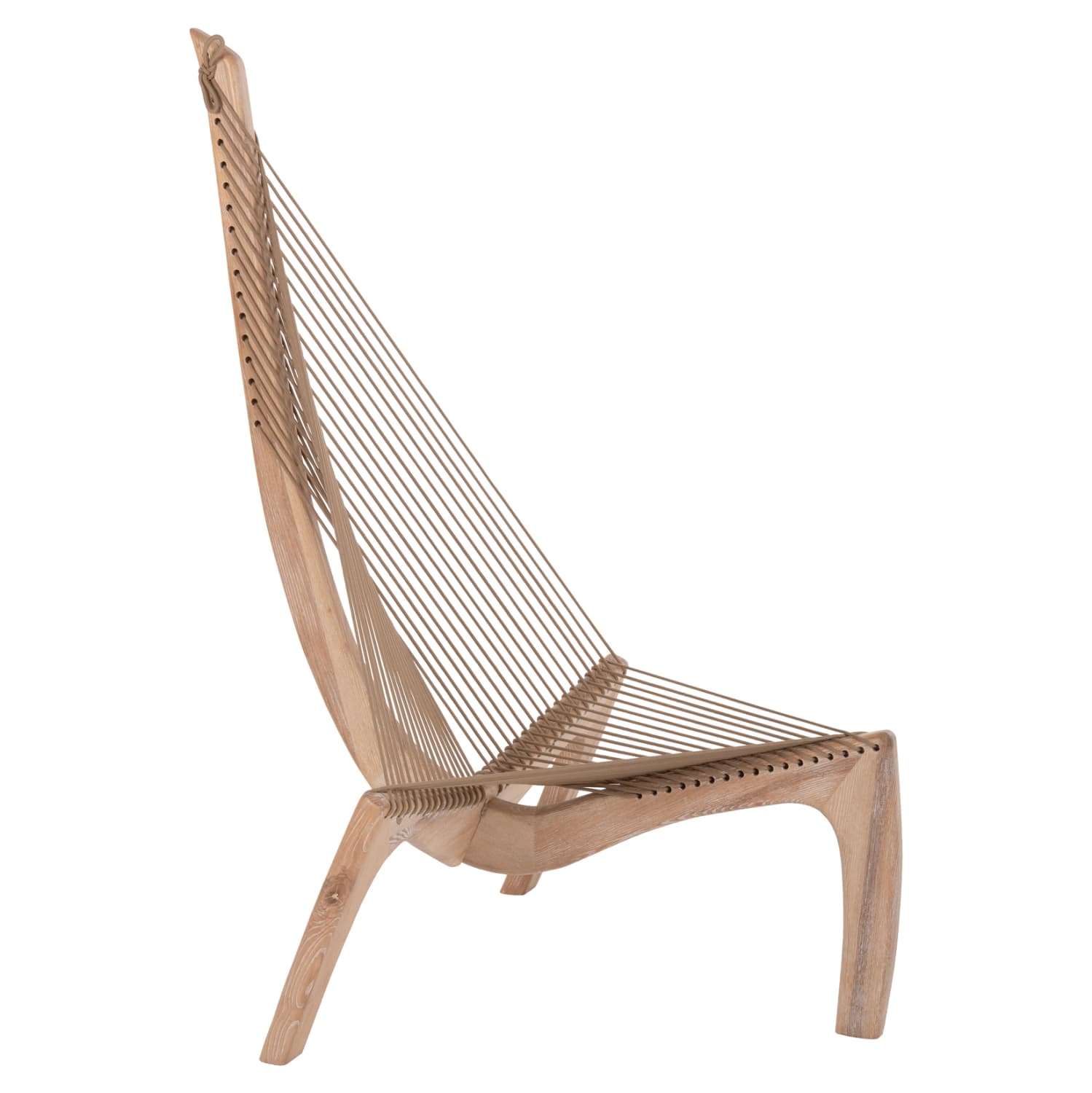 LOUNGE CHAIR HARP ASH WOOD FRAME AND SYNTHETIC ROPE IN NATURAL COLOR 85x101,5x128,5Hcm.