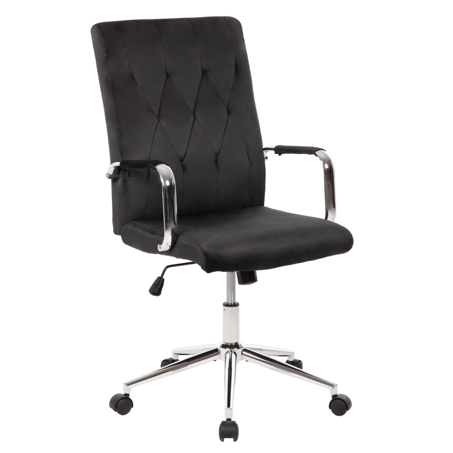 OFFICE CHAIR JOSEF BLACK VELVET-INOX BASE 58x61x105-113Hcm.