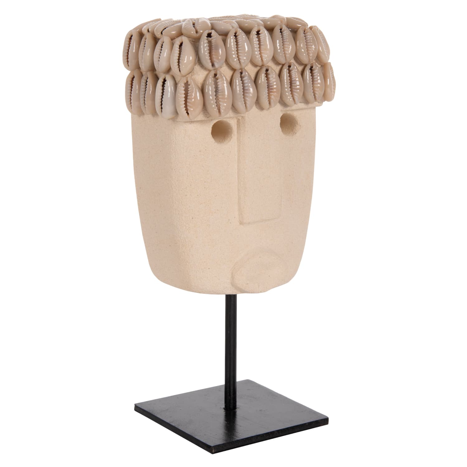 TABLE DECOR FACE PARAS STONE IN BLACK METAL STAND 9x6x19Hcm.