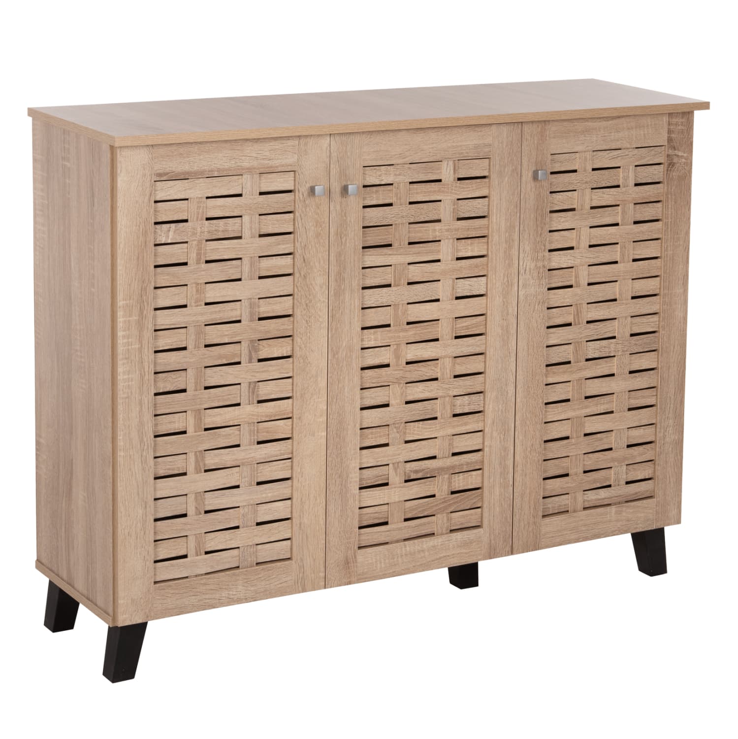 SHOE CABINET PRODY MELAMINE IN SONAMA 3 DOORS 115x34x89Hcm.