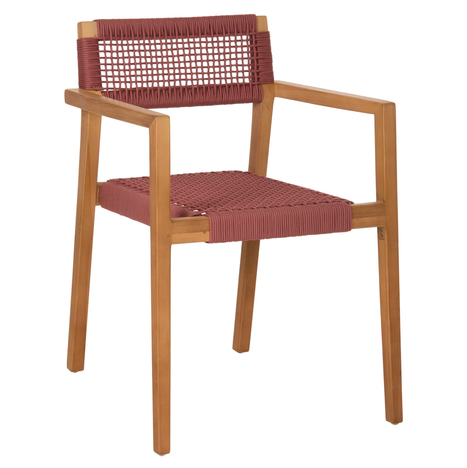 ARMCHAIR CHARLOTTE TEAK WOOD & PINK ROPE--B'RATED 59x54x83Hcm.