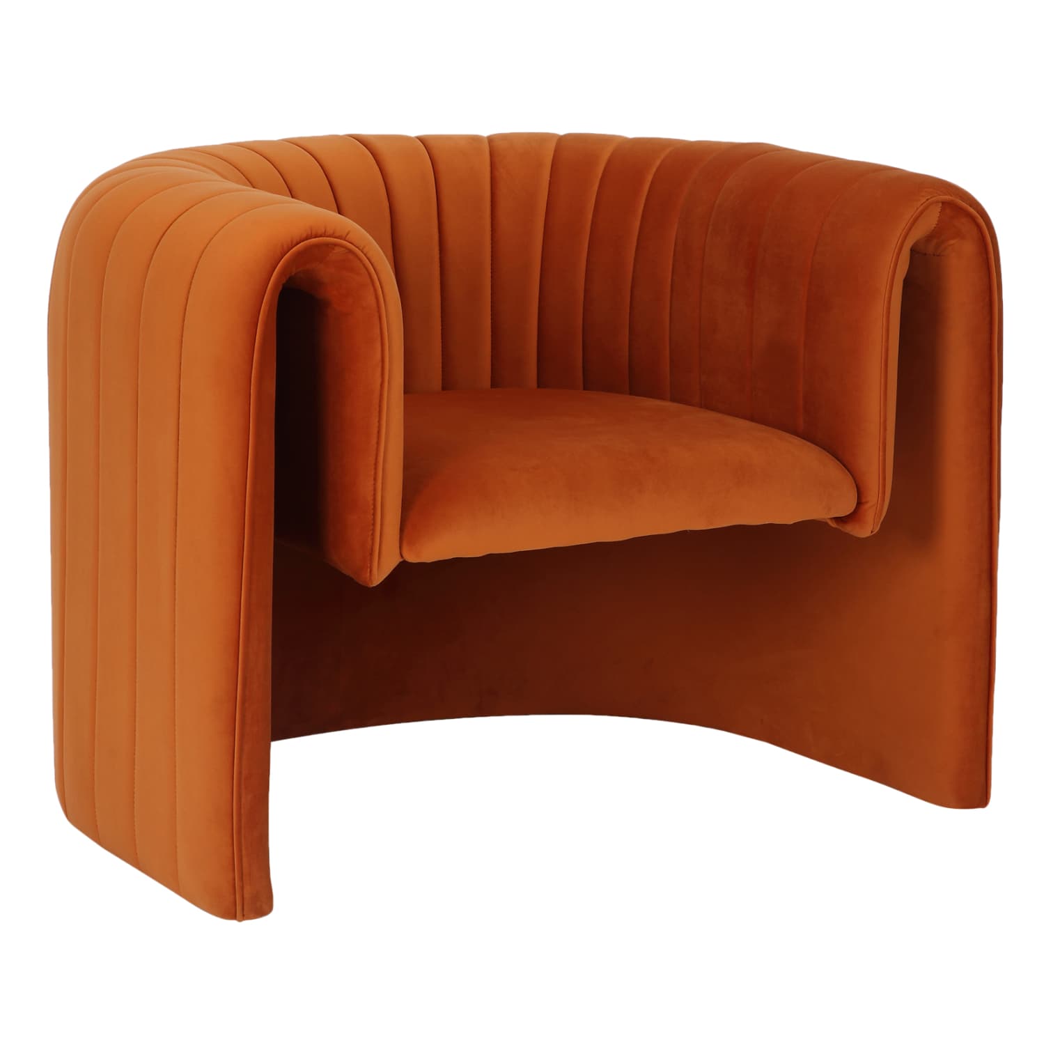 ARMCHAIR RIKER METAL FRAME-ORANGE VELVET 92x74x69Hcm.