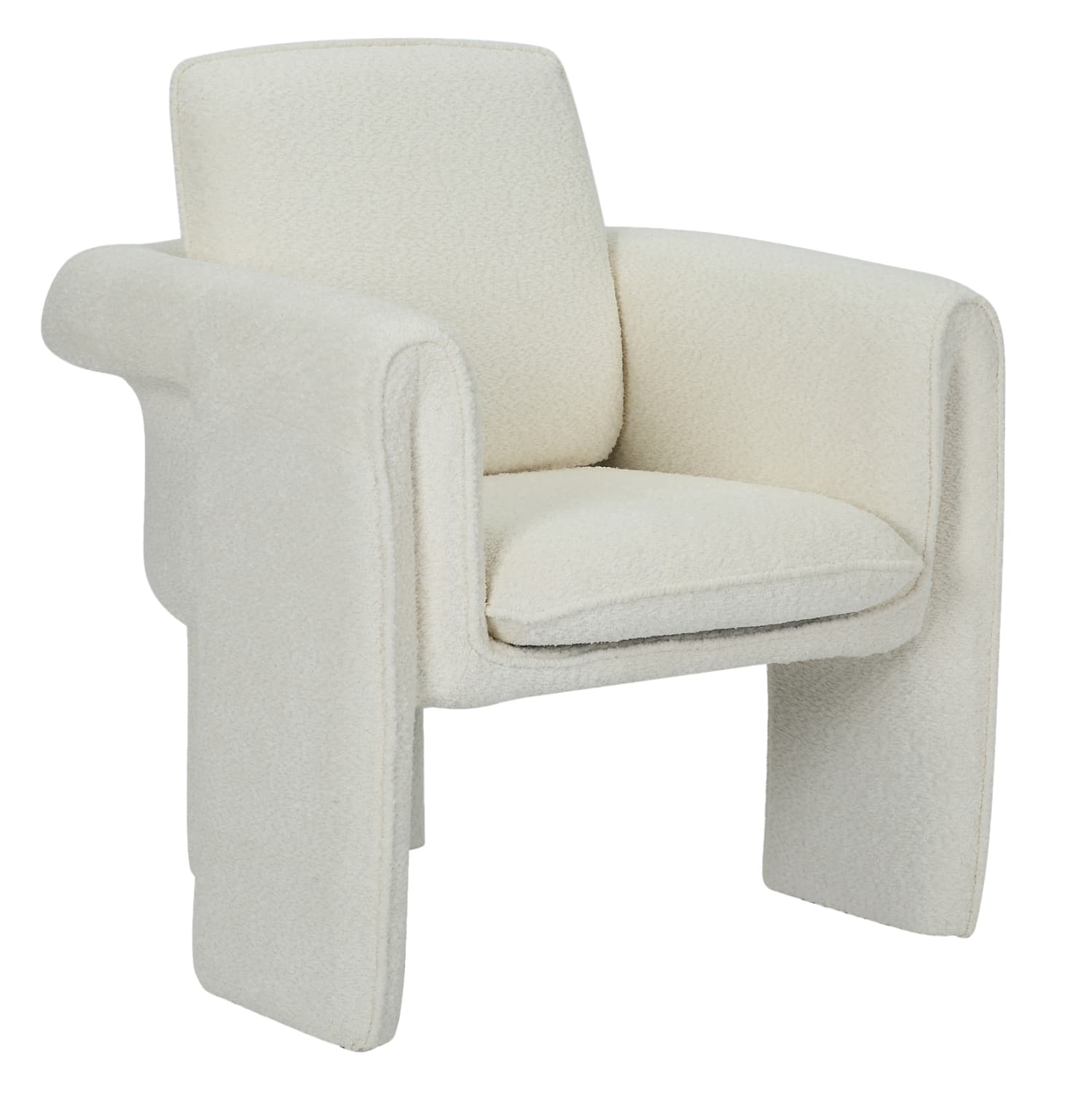ARMCHAIR CRUSHER WHITE BOUCLE FABRIC-METAL FRAME 82x78x87Hcm.