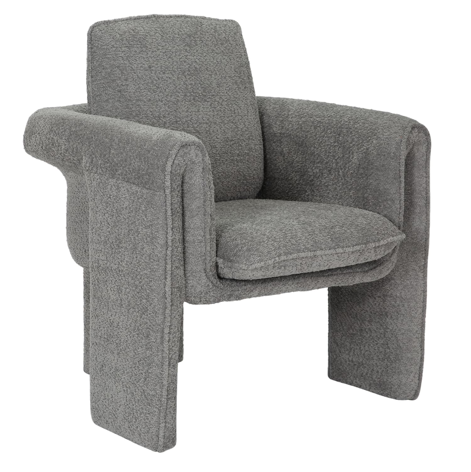 ARMCHAIR CRUSHER GREY BOUCLE FABRIC-METAL FRAME 82x78x87Hcm.