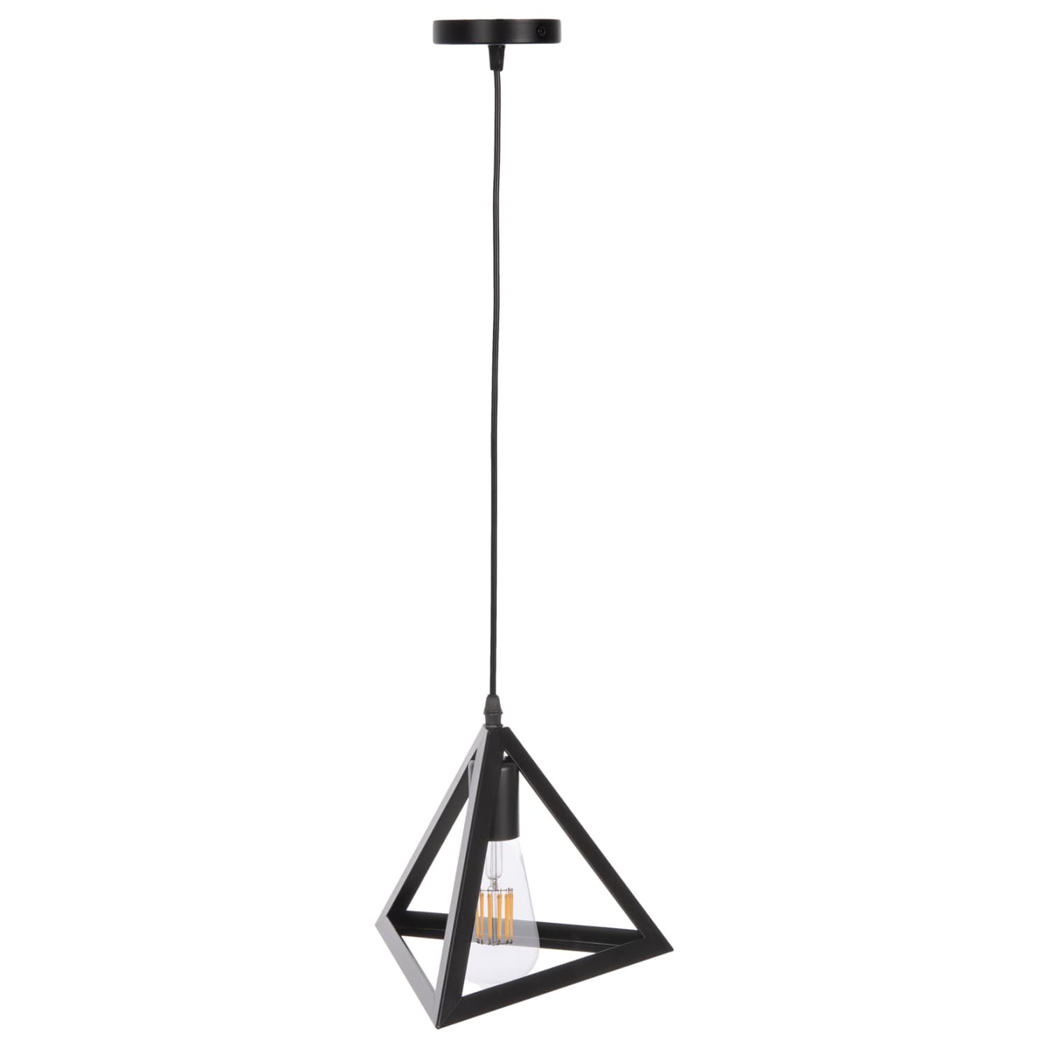 ТАВАНСКА ВИСЕЧКА СВЕТИЛКА МЕТАЛНА КАПА ПИРАМИДА ЦРНА 15x15x125Hcm.