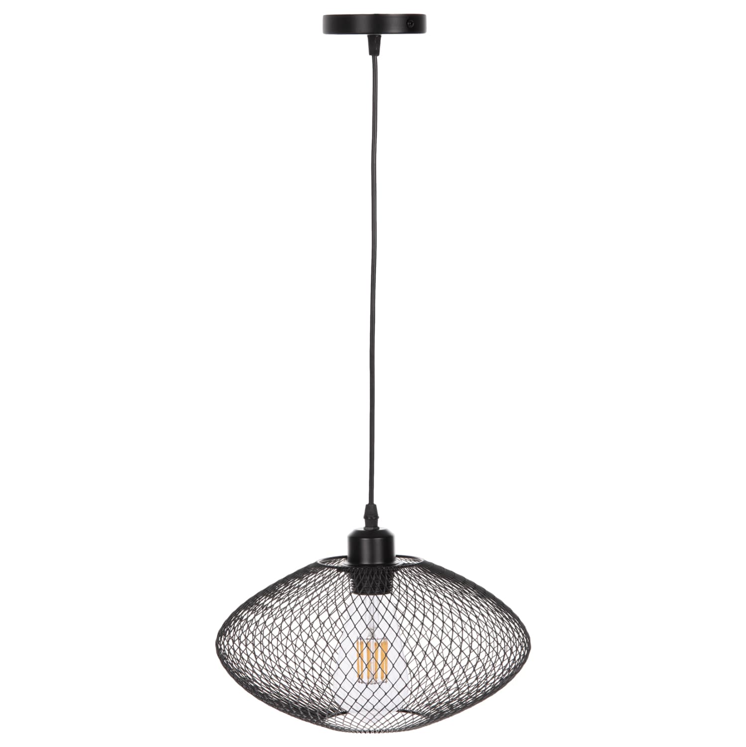 ТАВАНСКА ВИСЕЧКА СВЕТИЛКА МЕТАЛНА МРЕЖА ЦРНА Φ30x125Hcm.