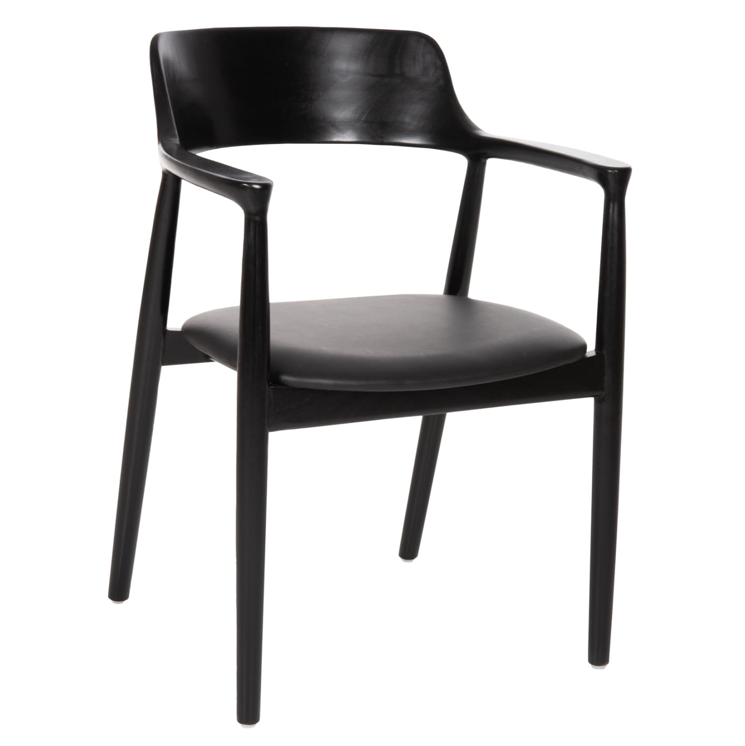 DINING ARMCHAIR KINGSLEY MAHOGANY WOOD-BLACK VINYL 58x53x80Hcm.