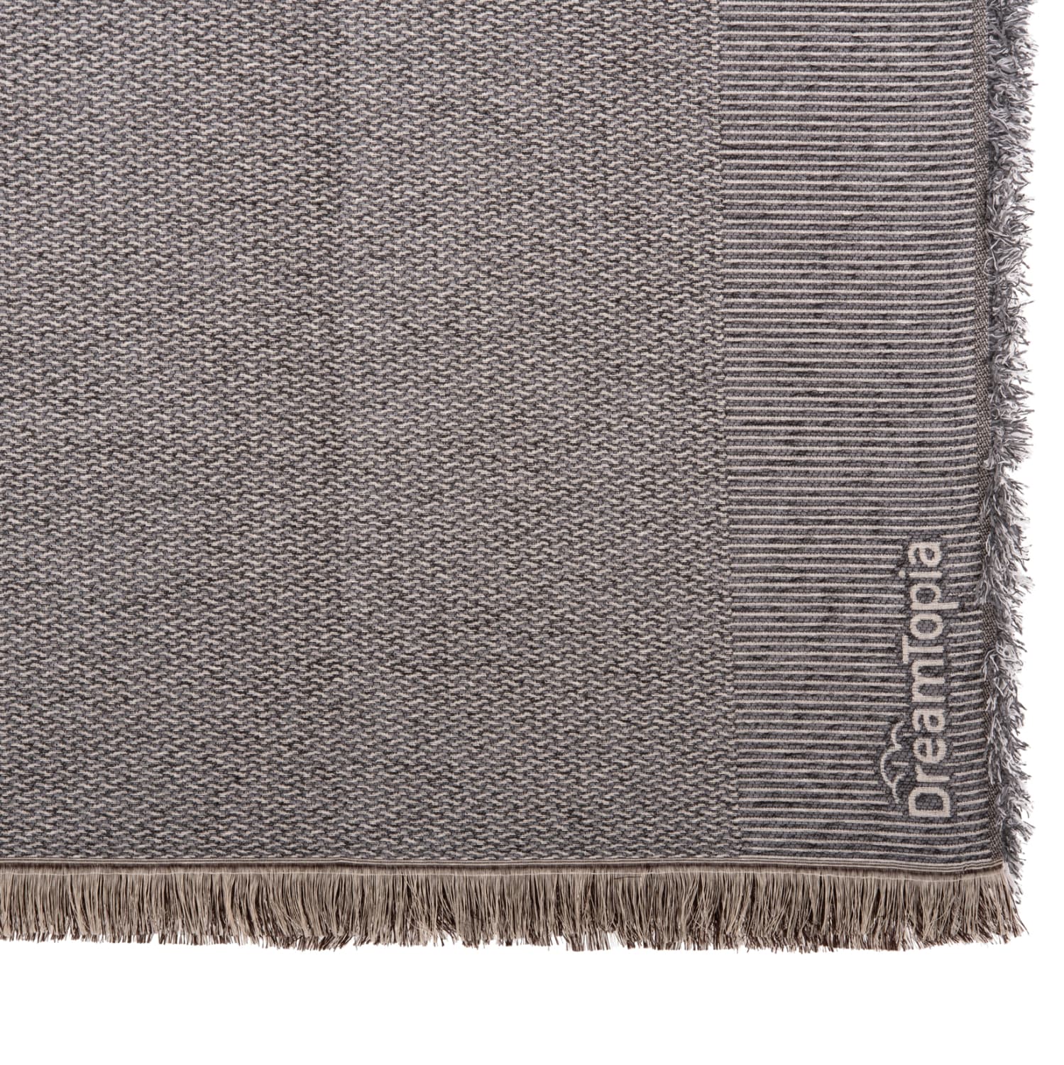 SOFA COVER-THROW WITH FRINGES DREAMTOPIA IN DARK GREY COLOR 178X178cm.