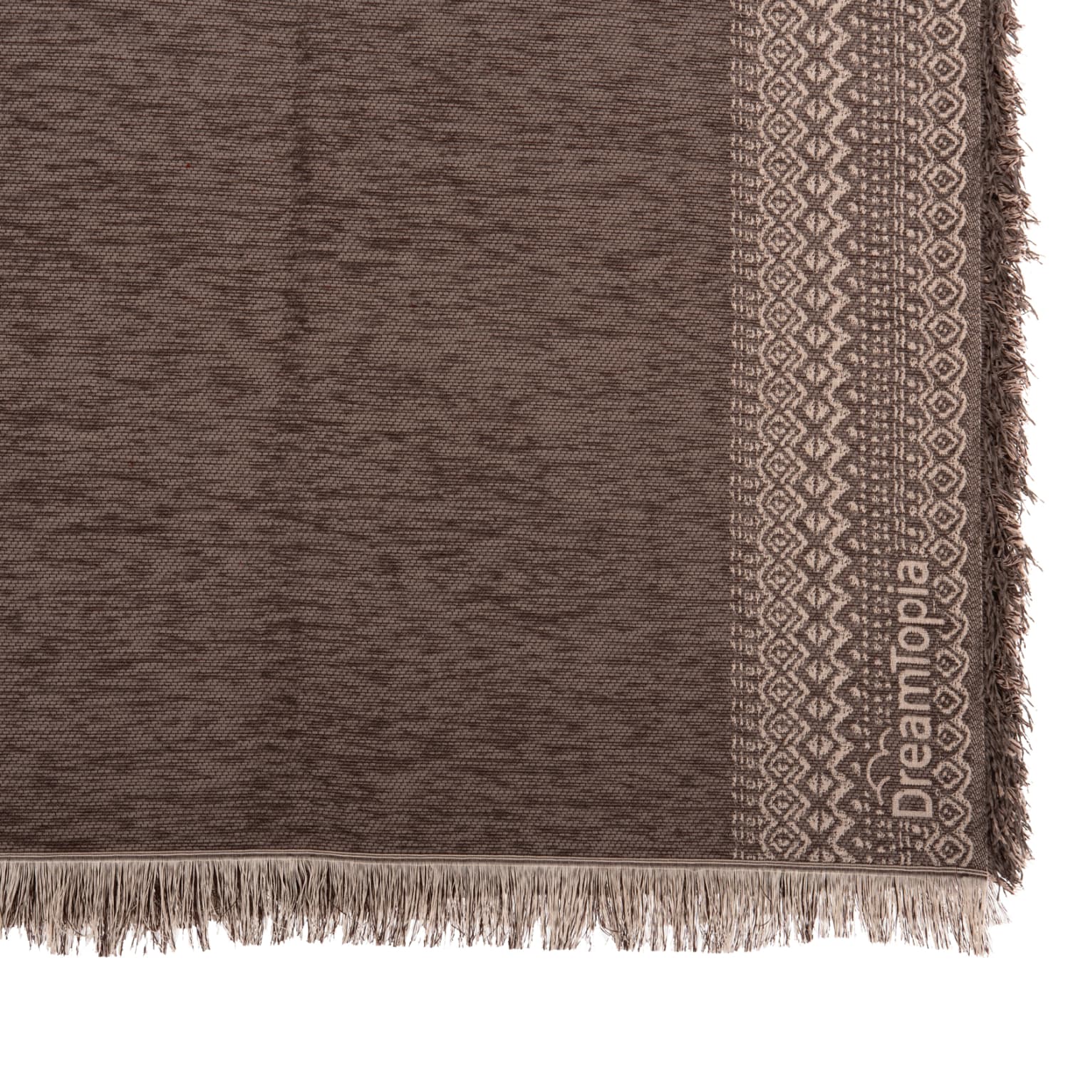 SOFA COVER-THROW WITH FRINGES DREAMTOPIA IN BROWN COLOR 178X178cm.