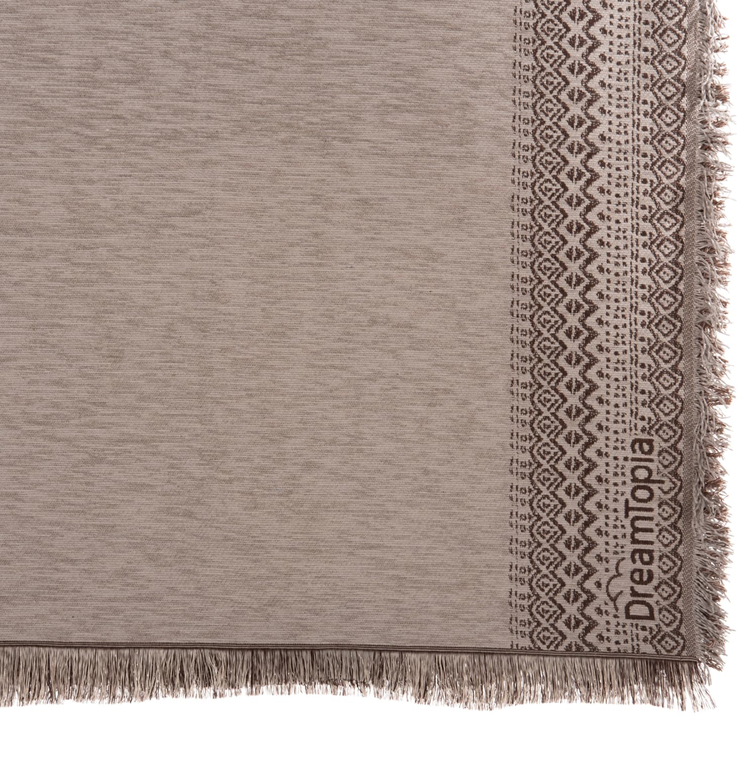SOFA COVER-THROW WITH FRINGES DREAMTOPIA IN LIGHT BROWN COLOR 245X170cm.