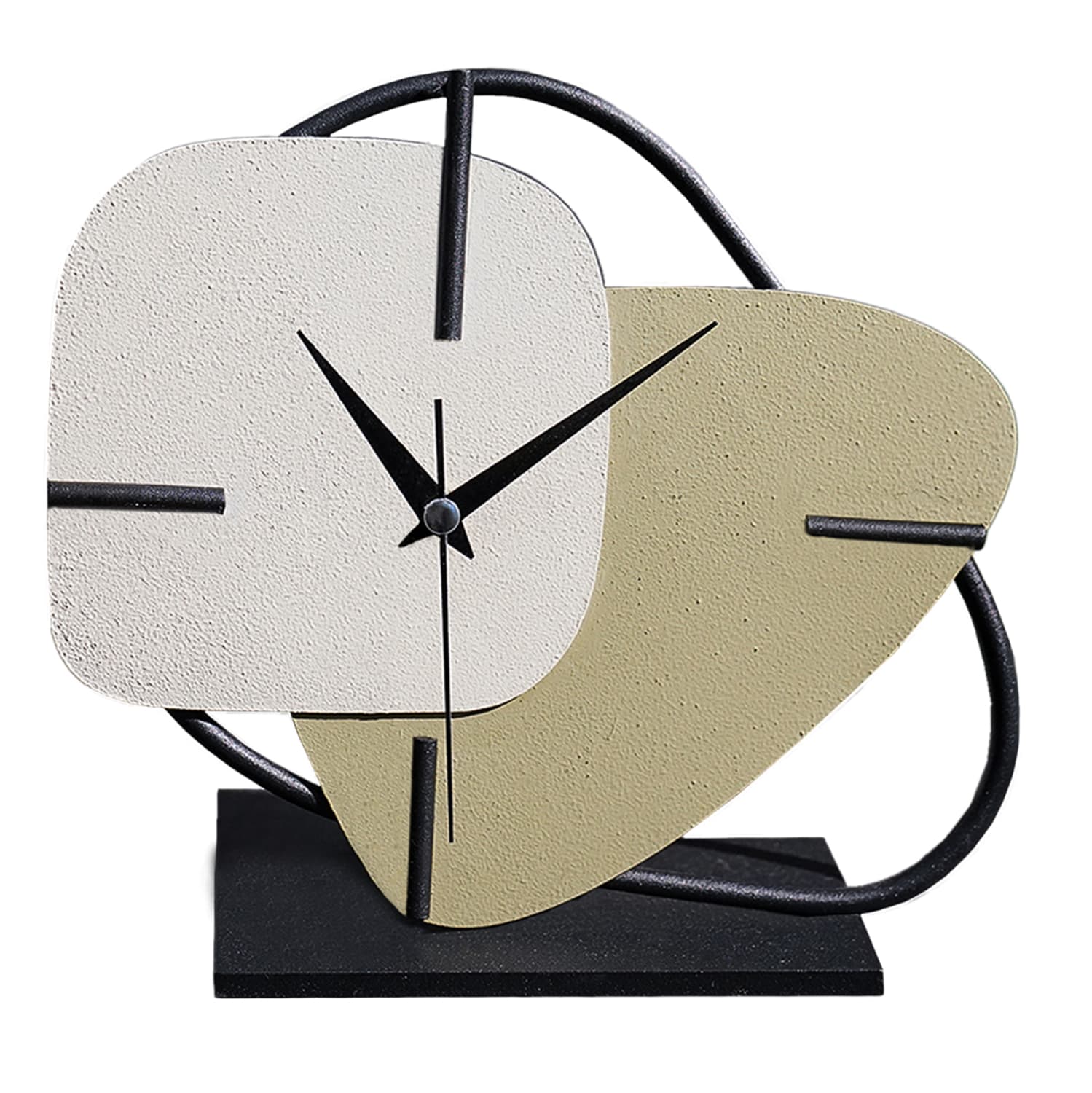 TABLE CLOCK METAL IN ECRU-LIGHT GREEN-BLACK BASE 25X22H cm.