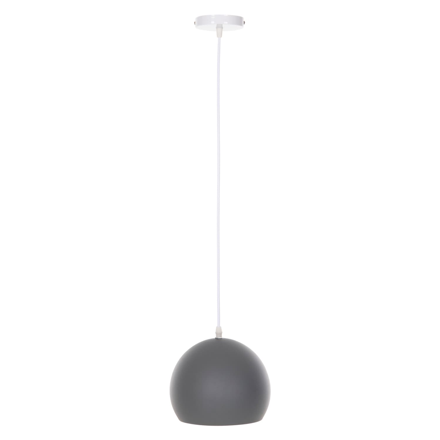 ВИСИЛКА СО СИВА СФЕРИЧНА КАПА И БЕЛ КАБЕЛ Φ20x112Hcm.