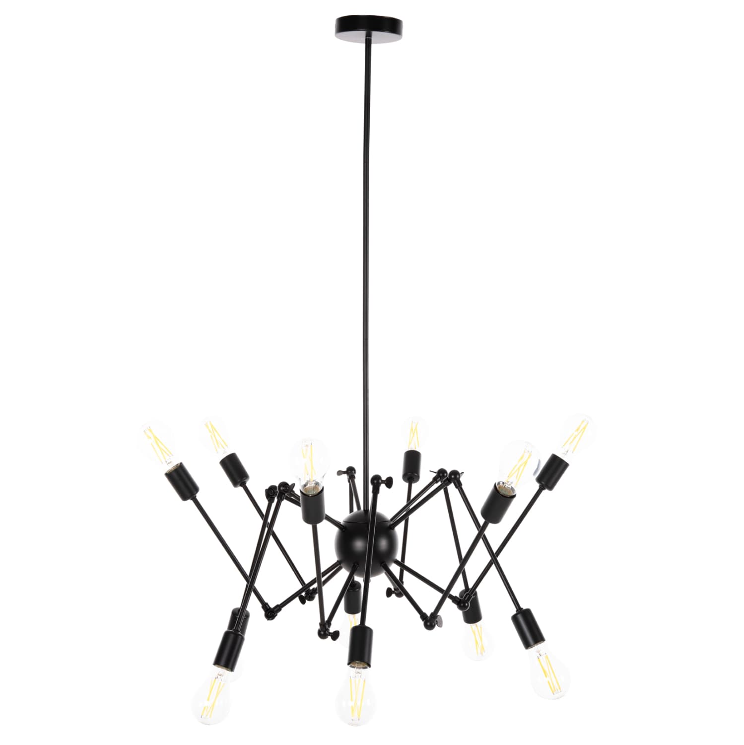 CEILING PENDANT 12-LIGHT BLACK METAL ARTICULATED ARMS Φ92x120Hcm.