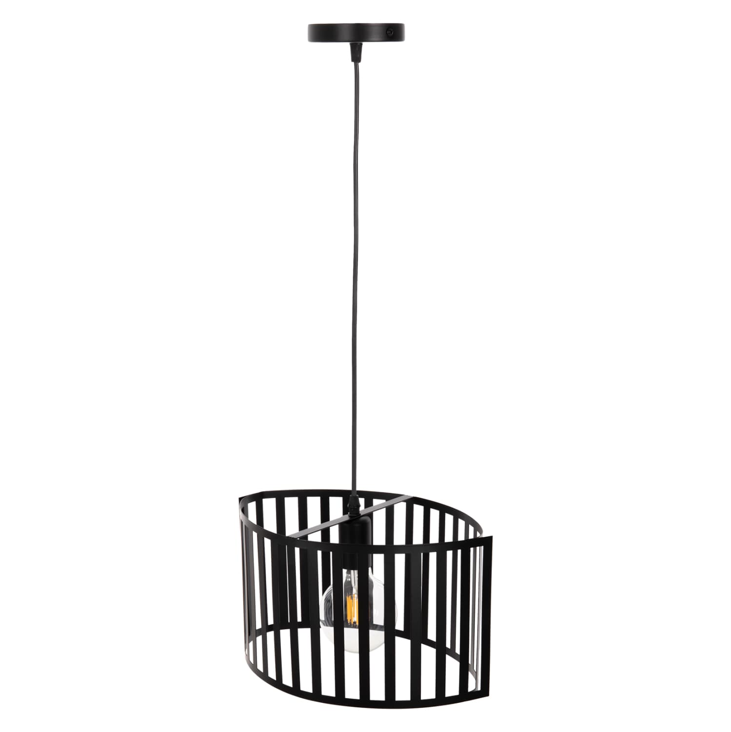 CEILING PENDANT LUMINAIRE BLACK METAL 34x23x121Hcm.