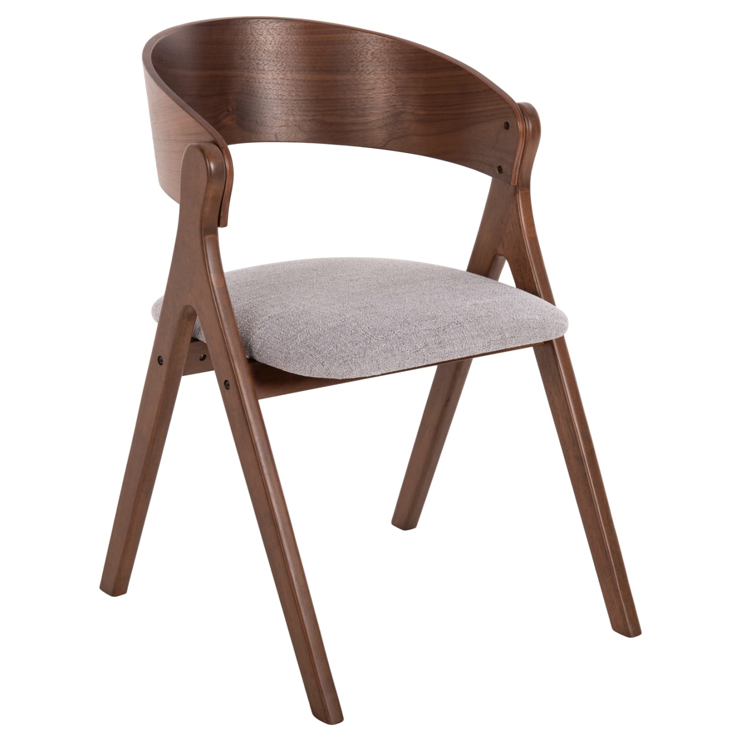 DINING CHAIR NEKKER RUBBERWOOD IN WALNUT COLOR-GREY FABRIC SEAT 56x55x78Hcm.