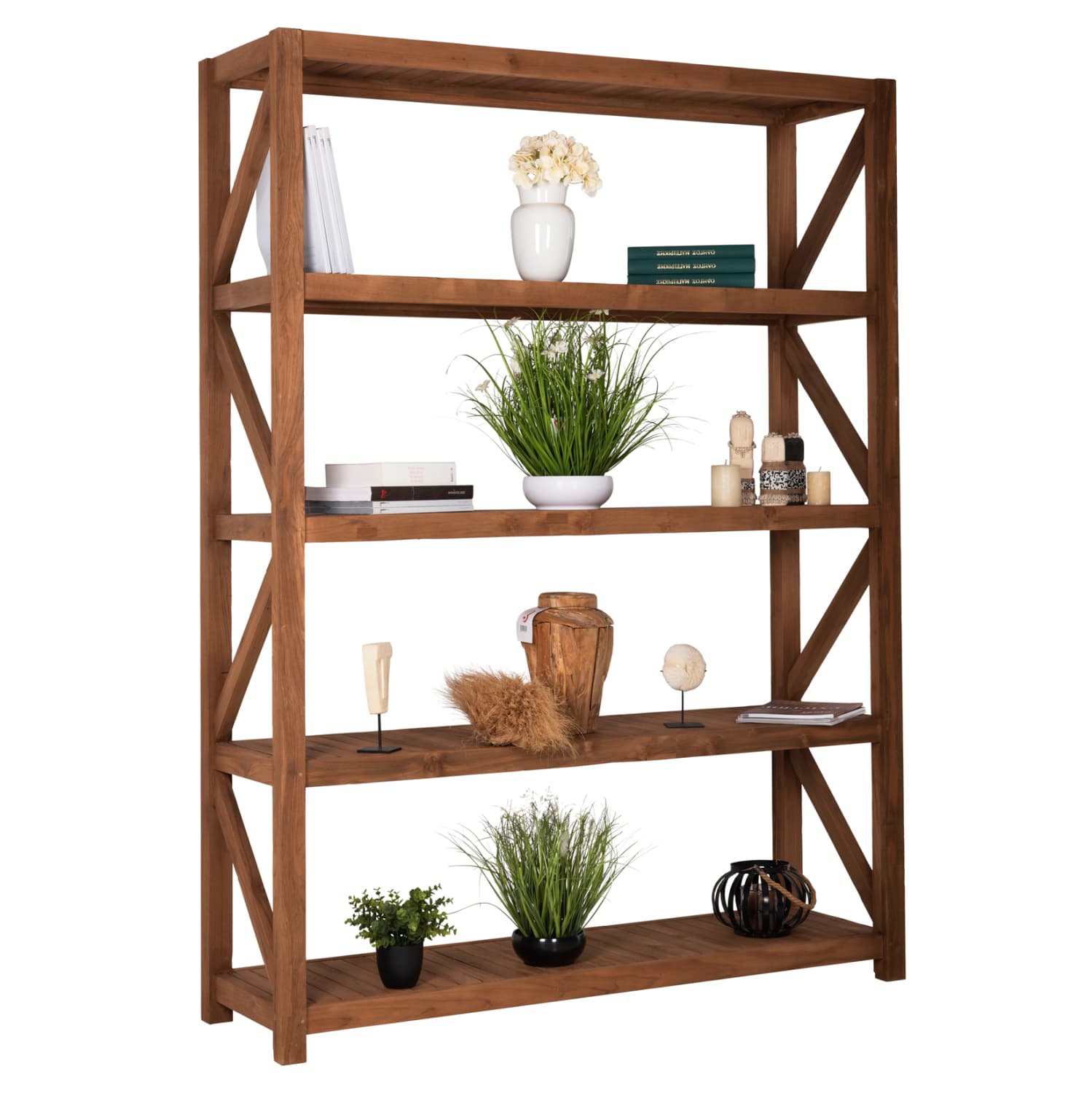ПОЛИЦА ЗА КНИГИ KITAKU ОД РЕЦИКЛИРАНО ТИКОВО ДРВО ВО ПРИРОДНА БОЈА 150x45x200Hcm.