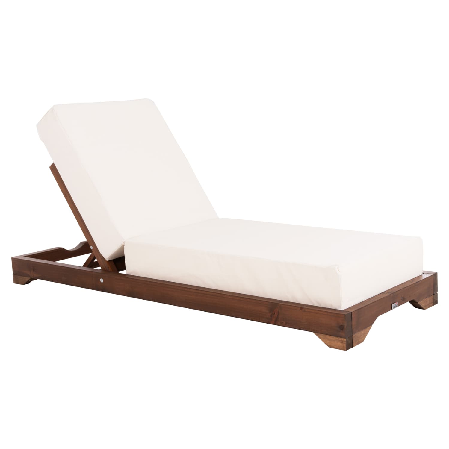 BEACH LOUNGER LOW IKARIA PINE WOOD IN WALNUT COLOR-ECRU TEXTILENE-CUSHION 20cm THICK
