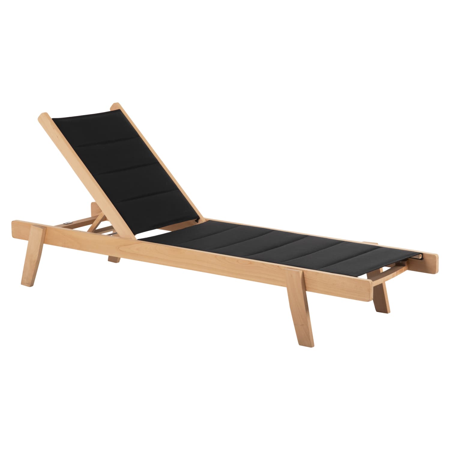 BEACH LOUNGER MILOS BEECH WOOD IN NATURAL-BLACK TEXTILENE CUSHION COVER 204x65x31,5-92,5H cm.91Hcm.