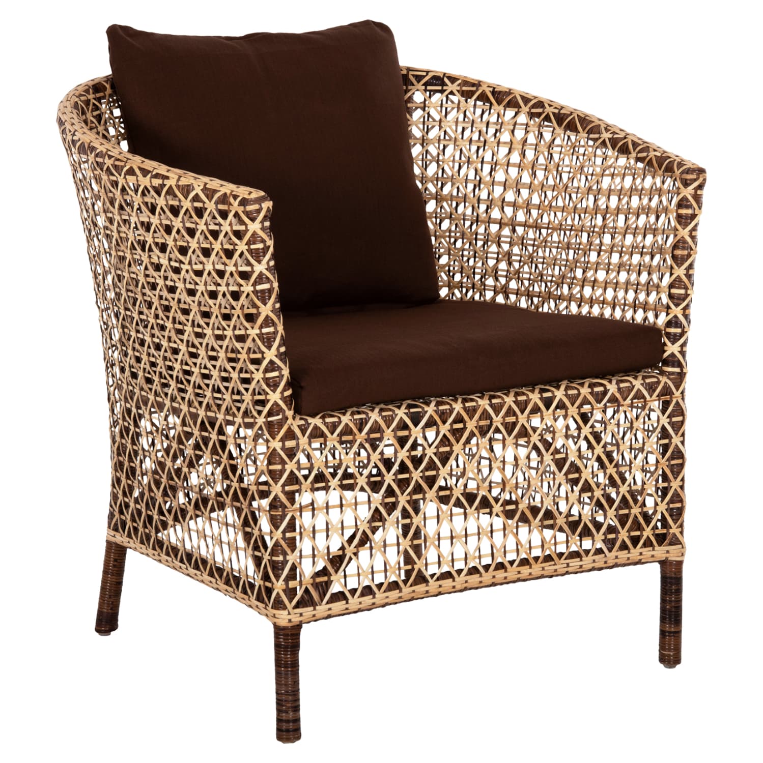 ARMCHAIR OUTDOOR SILMAR BROWN-NATURAL RATTAN-CUSHIONS BROWN 82x76x85Hcm.