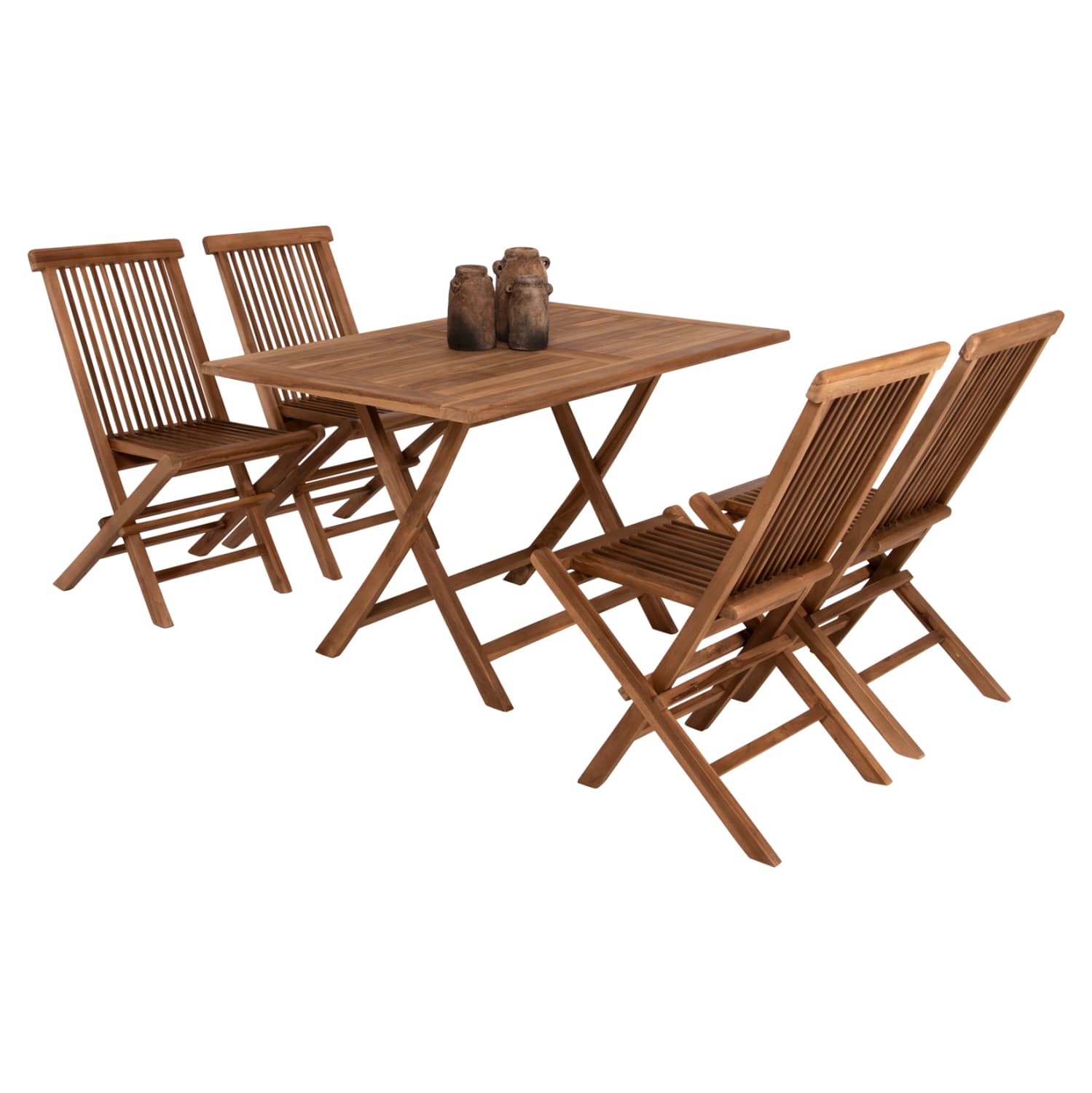 OUTDOOR DINING SET 5PCS KENDALL SOLID TEAK WOOD IN NATURAL COLOR