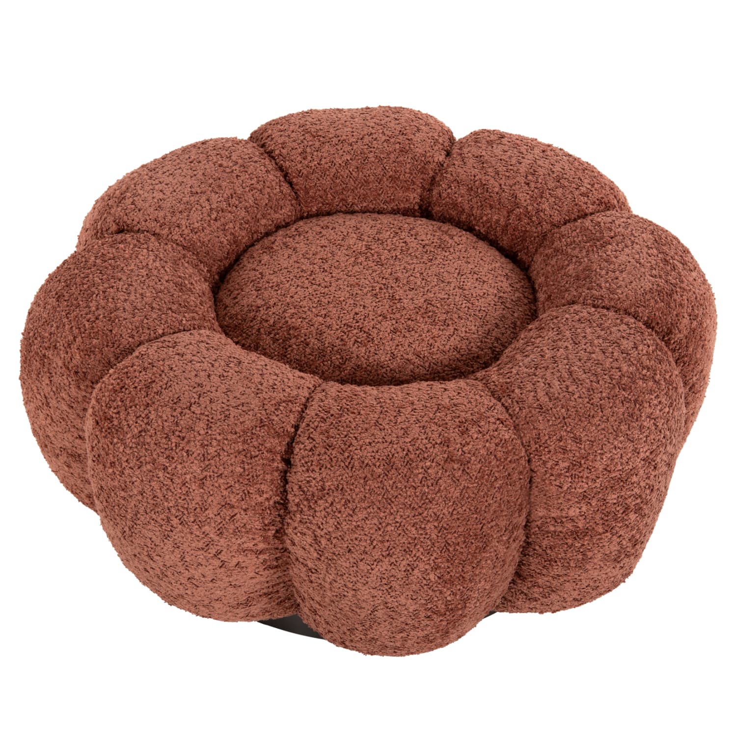 STOOL ROUND GRYMM PINK BOUCLE-BLACK METAL BASE Φ60x31Hcm.