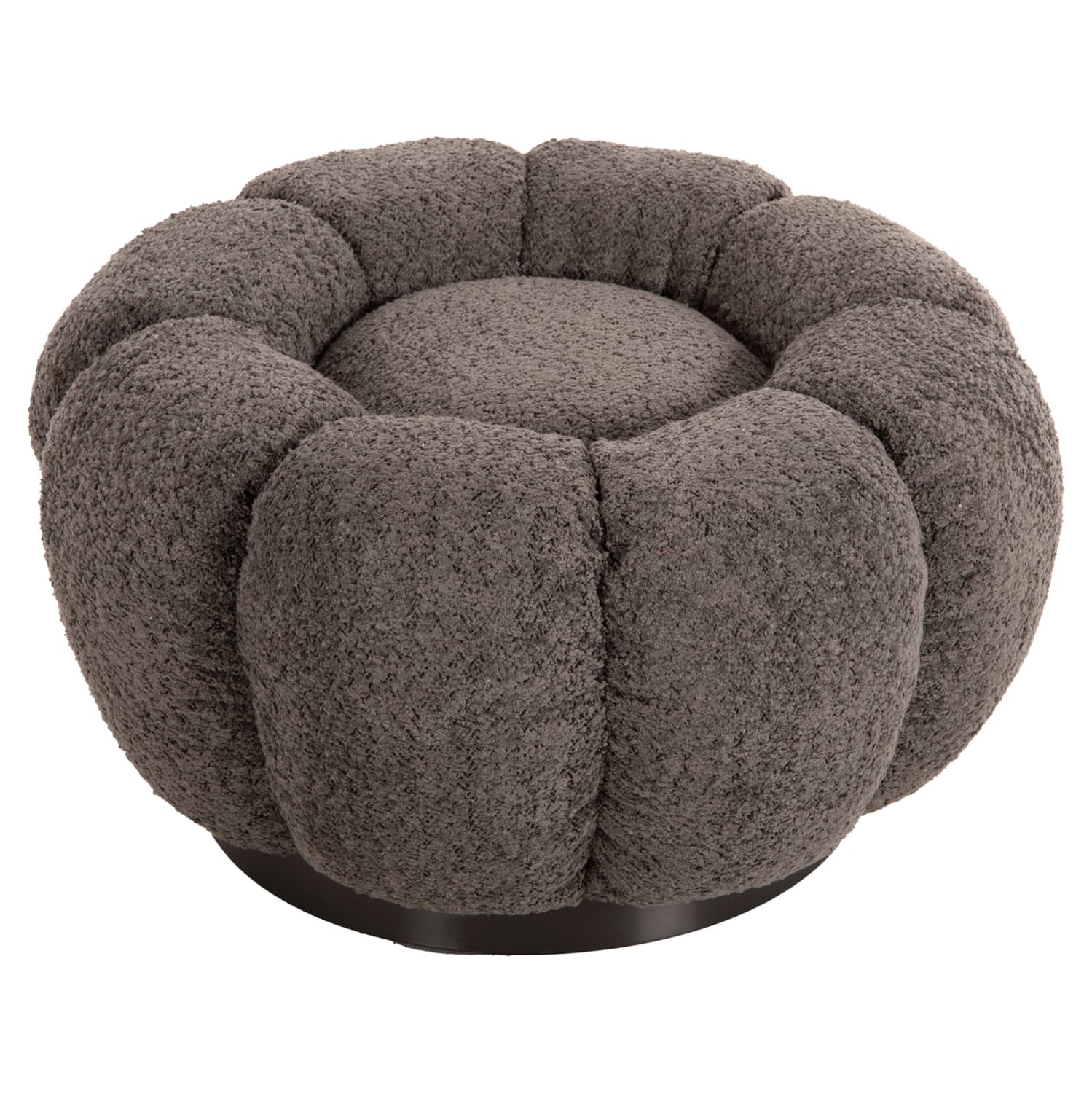 STOOL ROUND GRYMM GREY BOUCLE-BLACK METAL BASE Φ60x31Hcm.