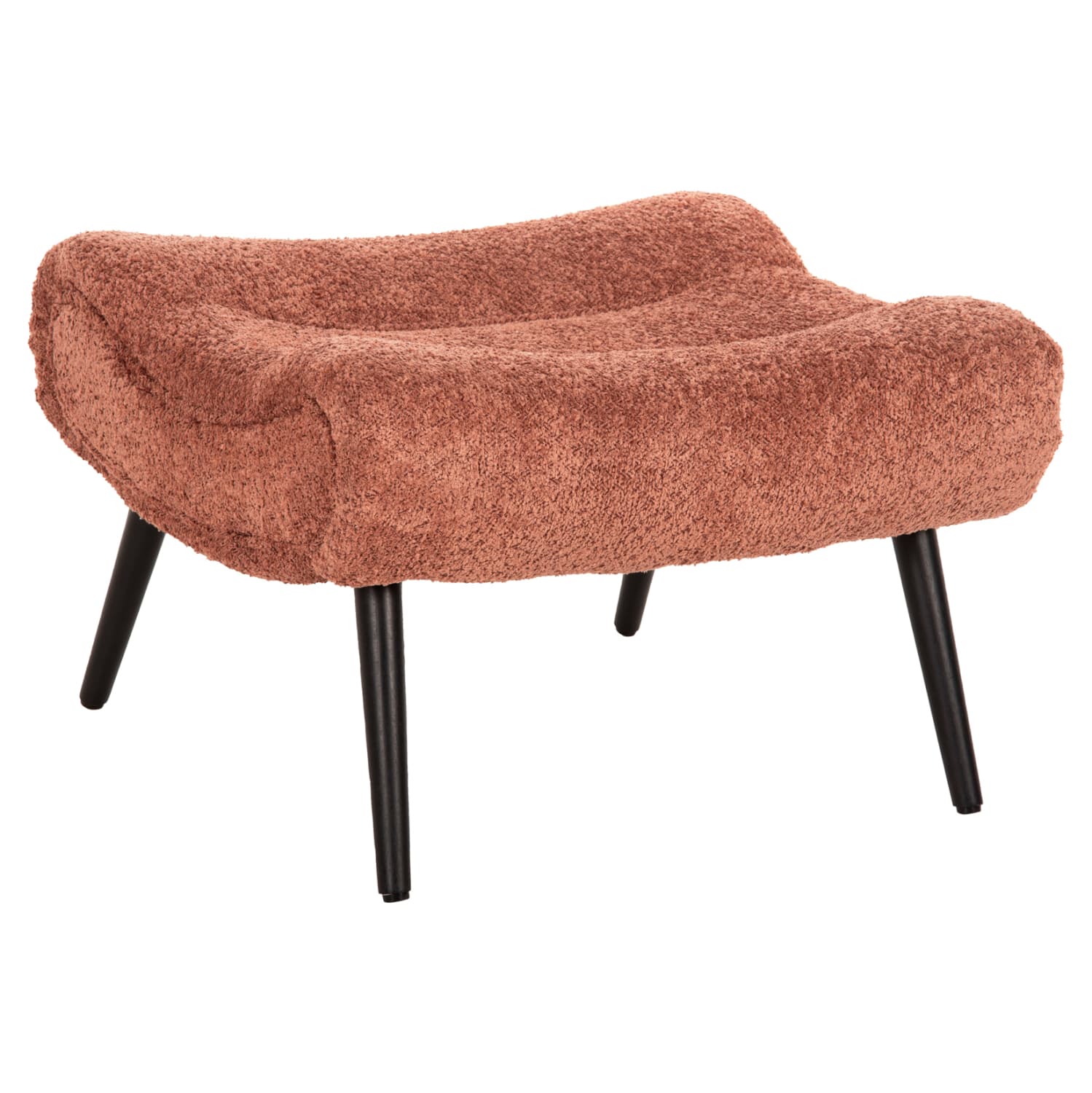 STOOL-FOOTREST BRYM PINK BOUCLE FABRIC-BLACK WOODEN LEGS 68X58X40Hcm.