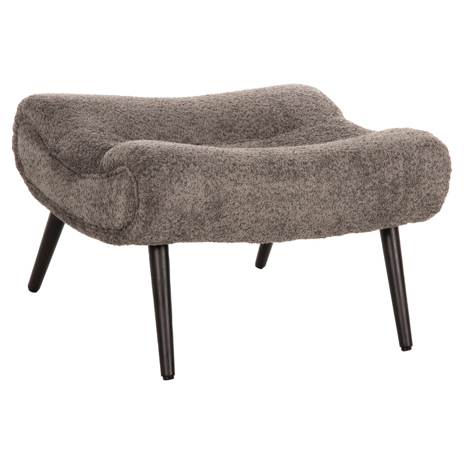 STOOL-FOOTREST BRYM GREY BOUCLE FABRIC-BLACK WOODEN LEGS 68X58X40Hcm.