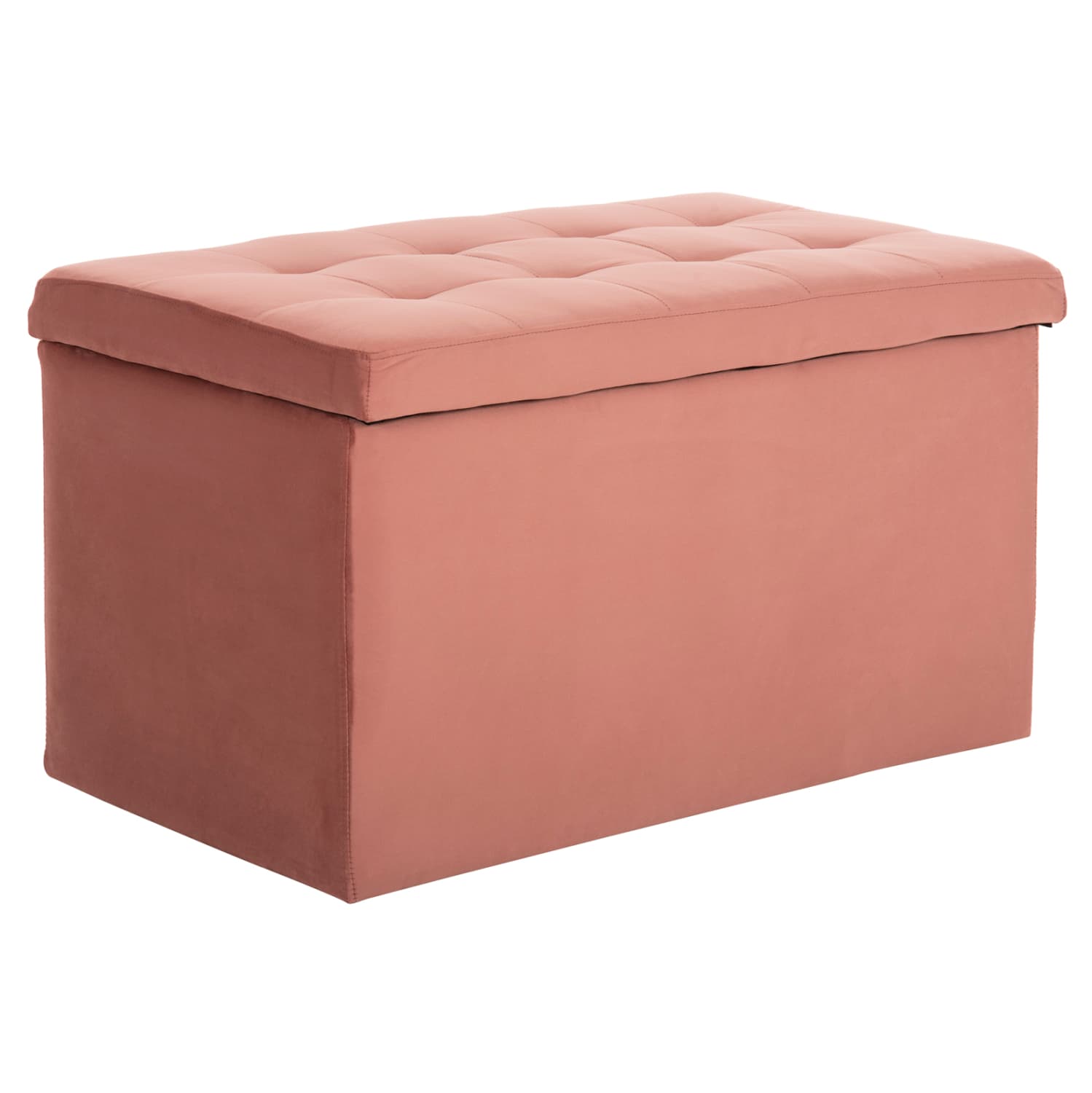 STOOL/TRUNK WITH STORAGE SPACE PUNK DUSTY PINK VELVET 90x50x52Hcm.