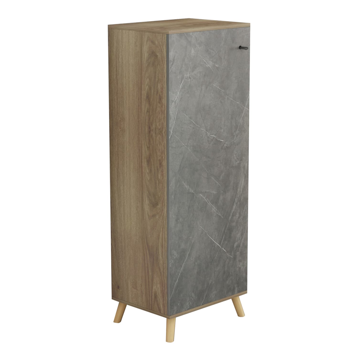 SHOE CABINET ALVARO MELAMINE IN SONAMA-STONE TEXTURE 50Χ38Χ135Hcm.