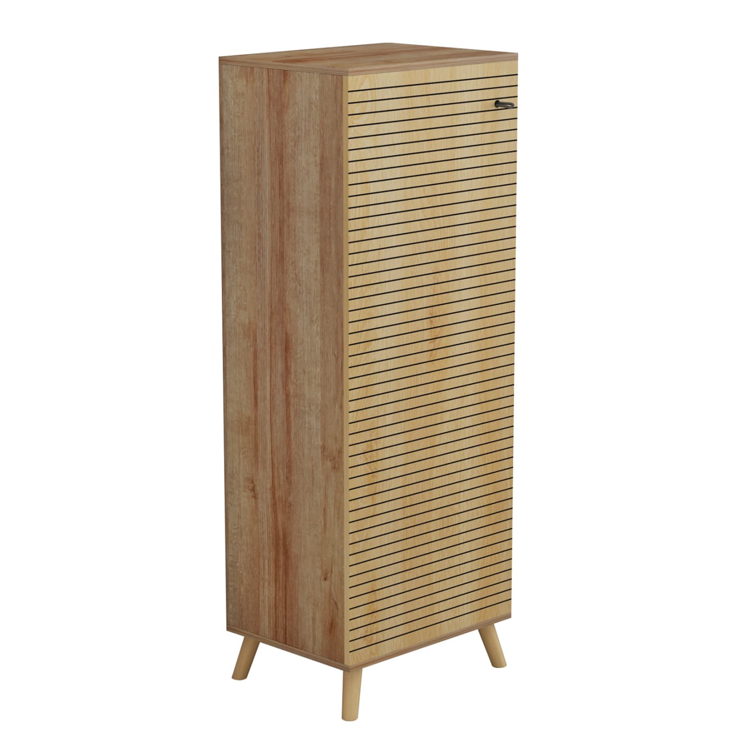 SHOE CABINET ALVARO MELAMINE IN NATURAL WOOD COLOR 50Χ38Χ135Hcm.
