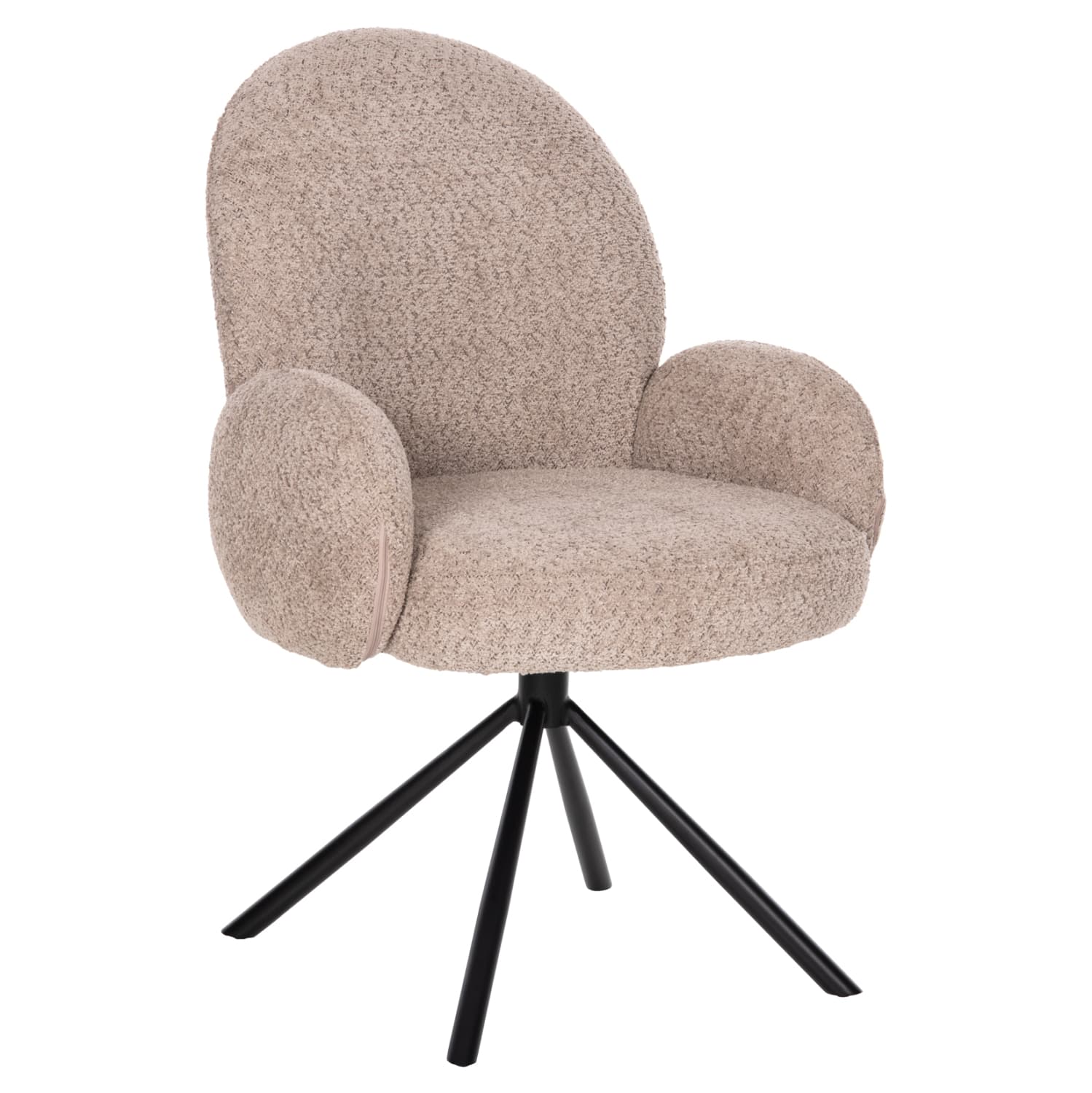 ARMCHAIR SWIVEL WINON BEIGE BOUCLE FABRIC-BLACK METAL BASE 65x67x92Hcm.