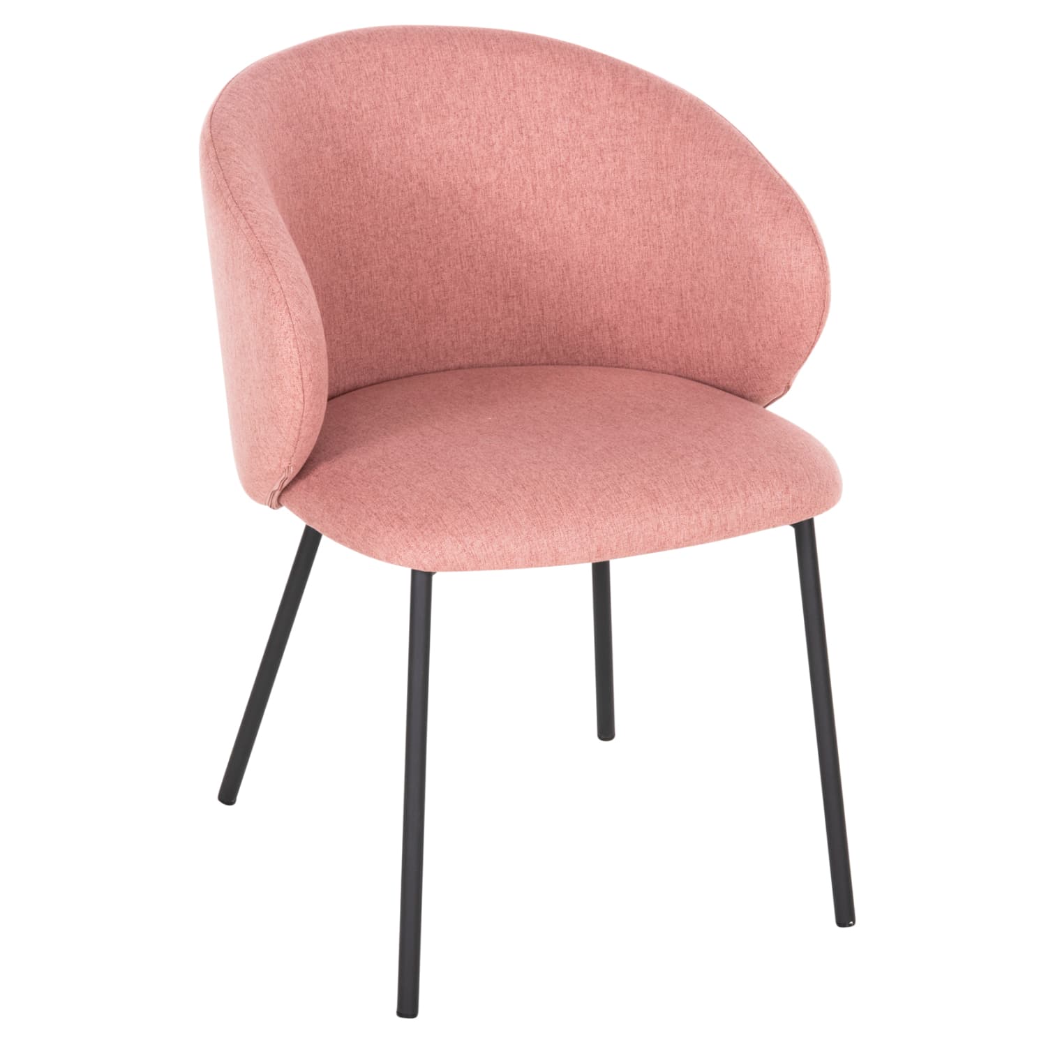DINING CHAIR ISIAH DUSTY PINK FABRIC-BLACK METAL LEGS 56x56x76Hcm.