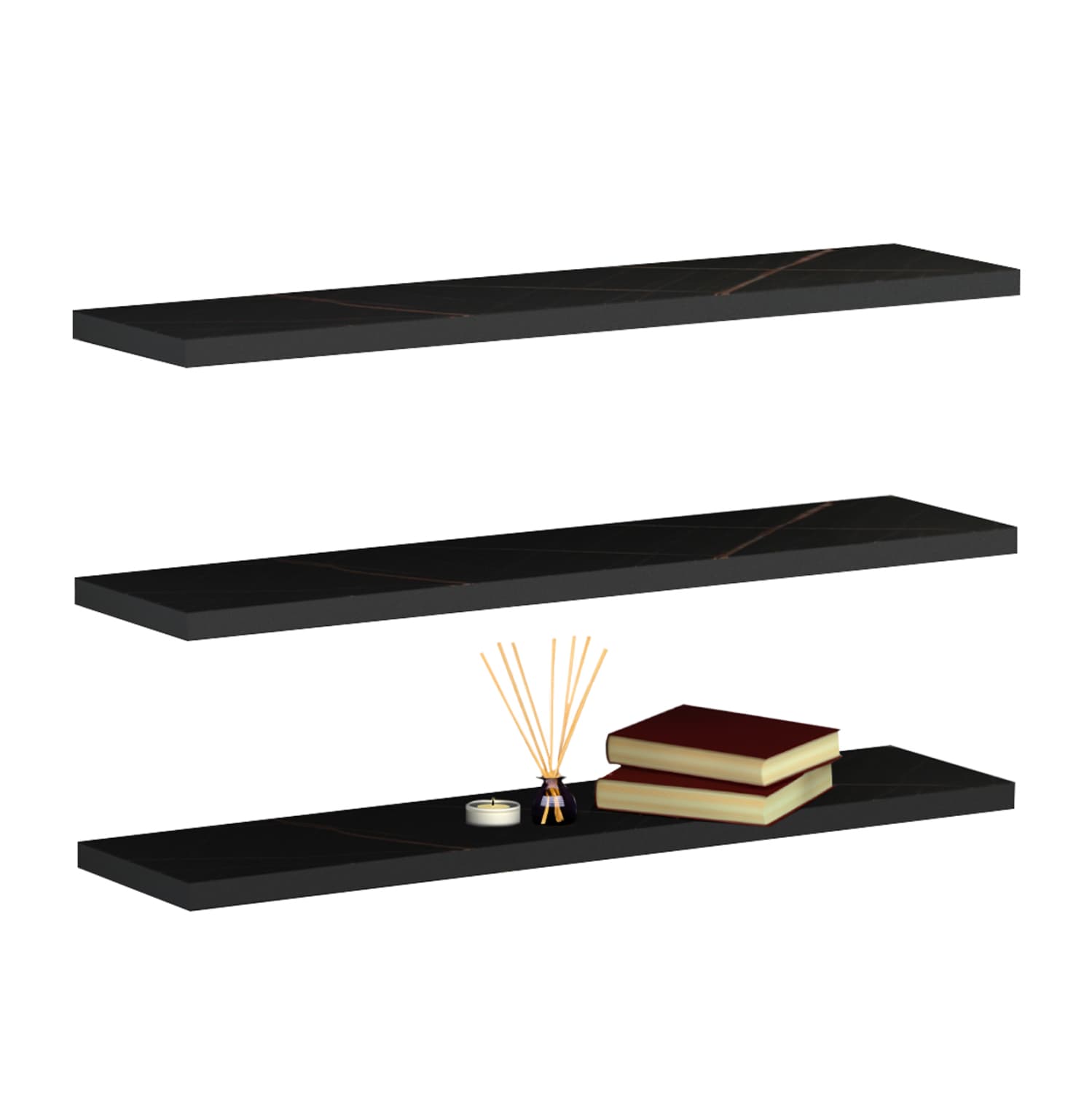 ЅИДНИ ПОЛИЦИ CASSIUS МЕЛАМИН ВО БОЈА НА ЦРН МЕРМЕР 60x14,5 cm.