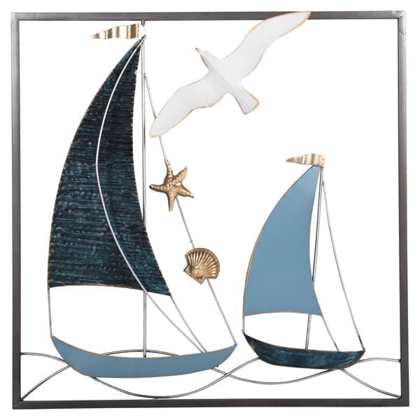 WALL DECORATION SQUARE METAL-BOATS 50x6x50cm
