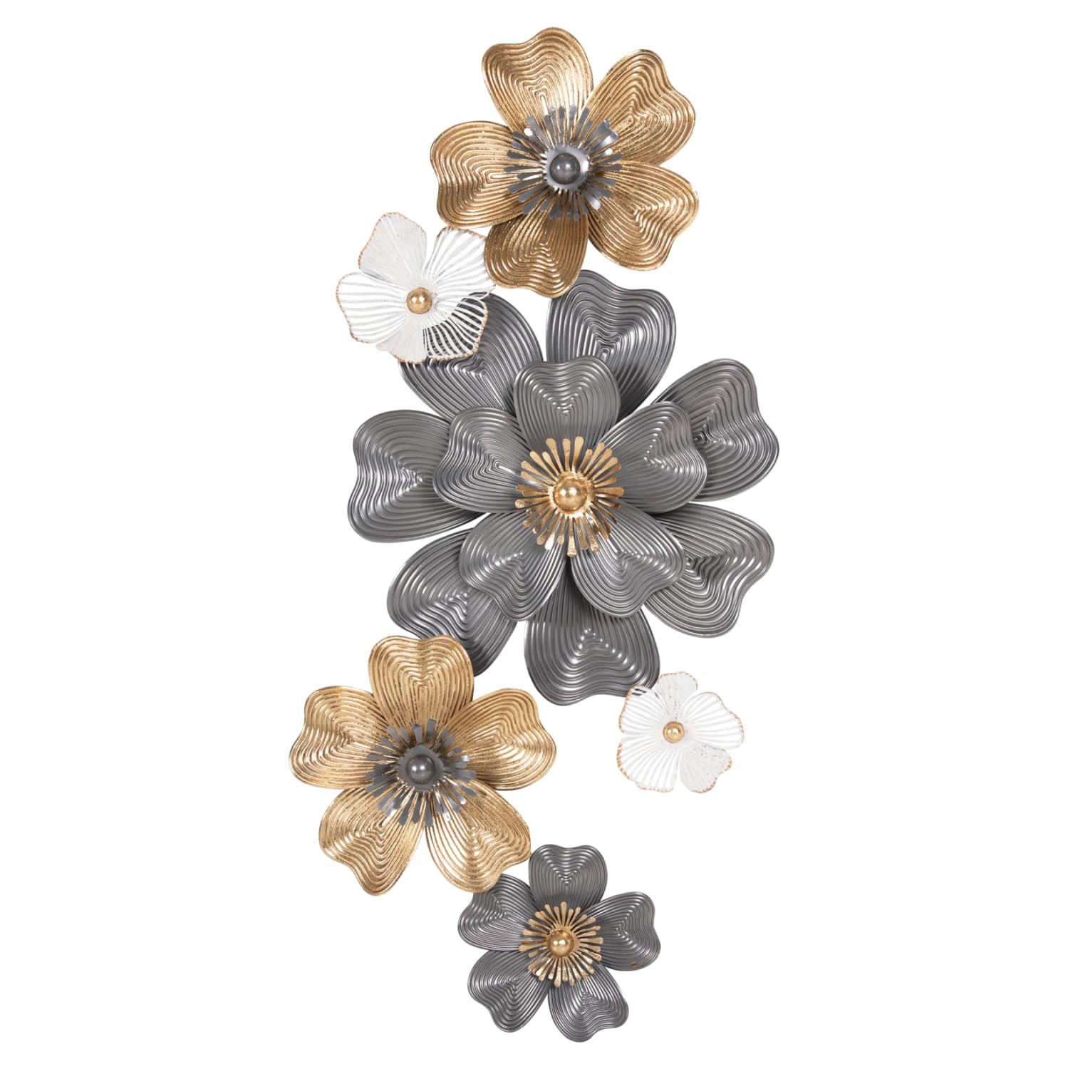 WALL DECOR METAL IN WHITE-GREY-GOLD 51x7,5x120cm.