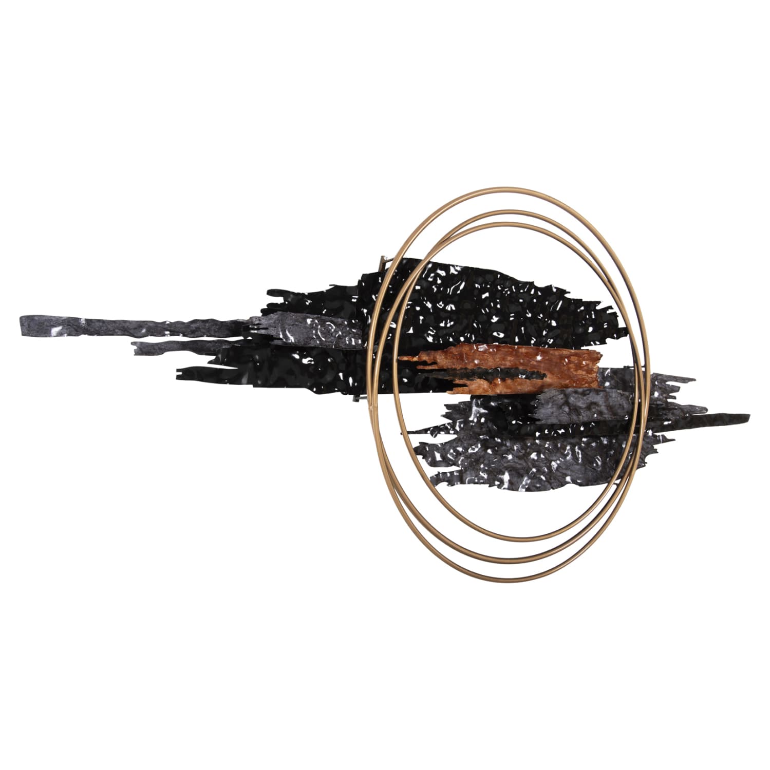 WALL DECOR METAL IN BLACK-ANTHRACITE-GOLD 144x63,5Hcm.