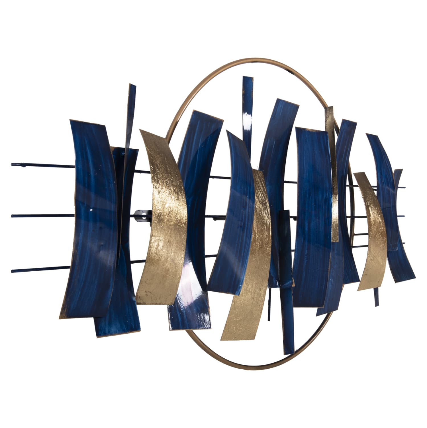 WALL DECOR METAL IN BLUE - GOLD 90,5x50Hcm.