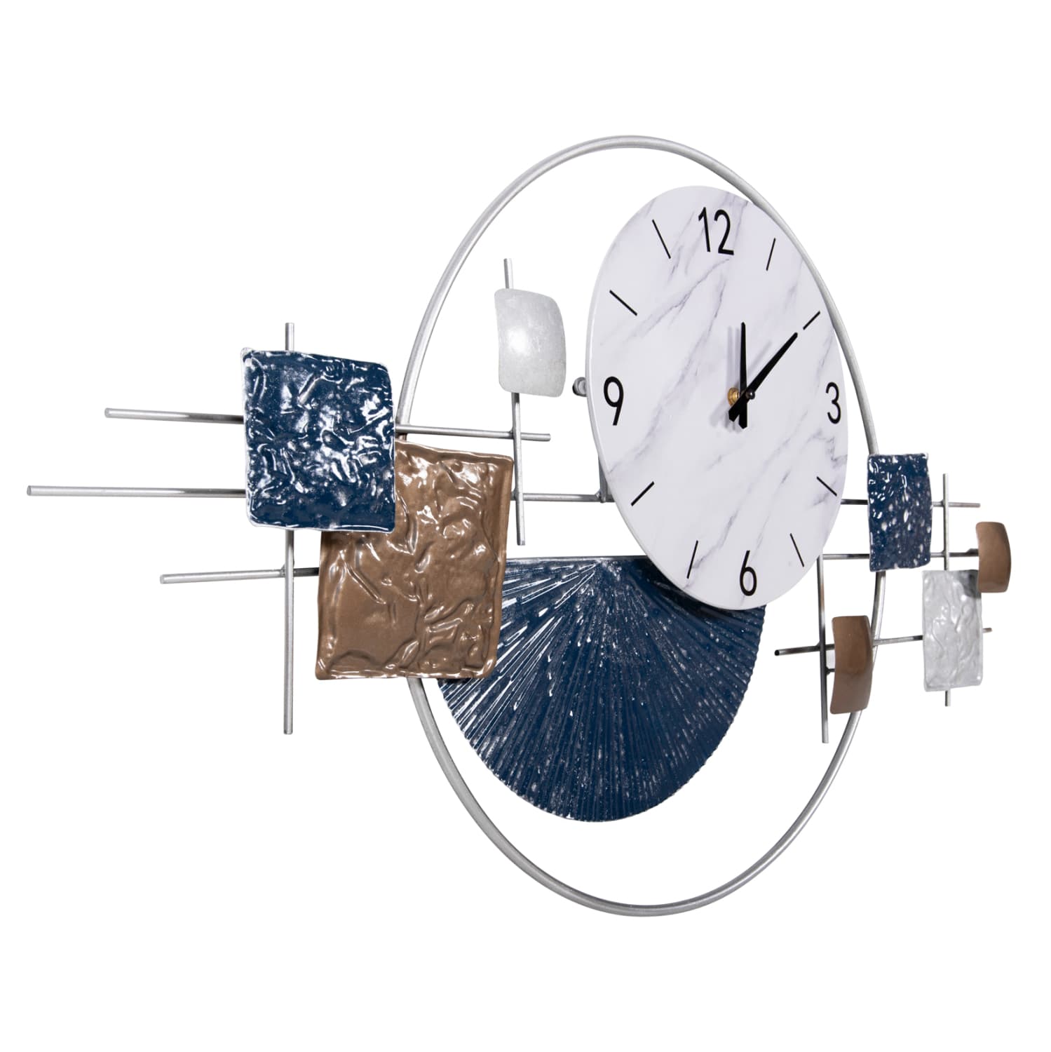 WALL CLOCK METAL IN WHITE COLOR WITH BLACK POINTERS & NUMBERS 92x51Hcm.