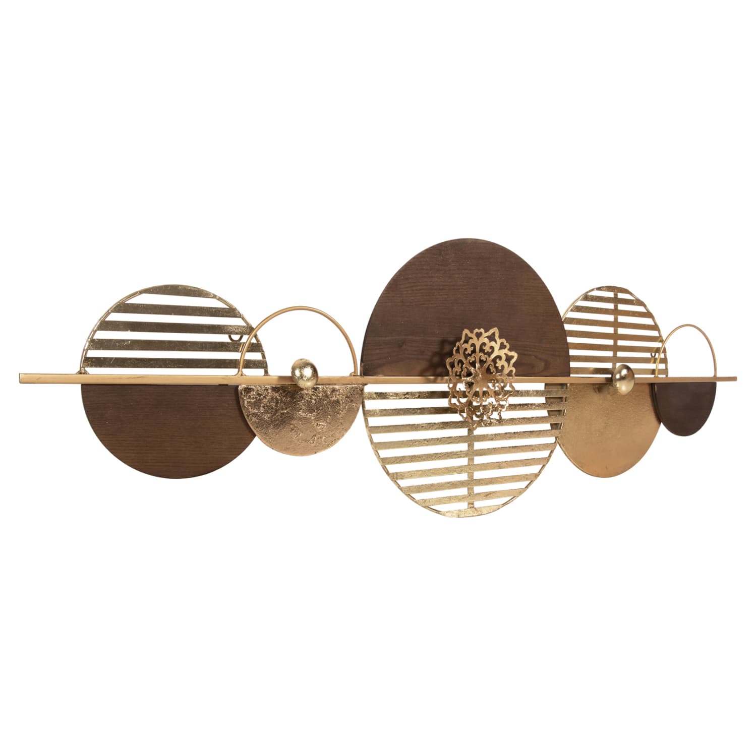 WALL DECOR METAL IN BROWN-GOLD 125x39Hcm.
