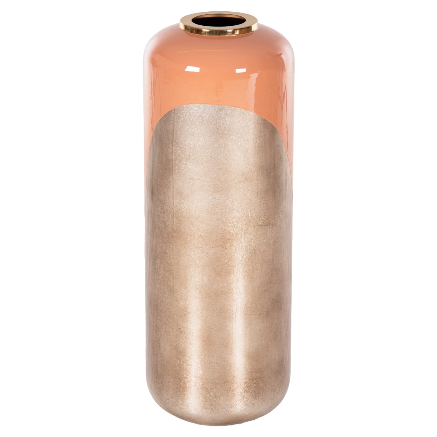 DECORATIVE FLOOR VASE RAKSASA METAL IN SALMON-LIGHT BRONZE Φ30x90Hcm.