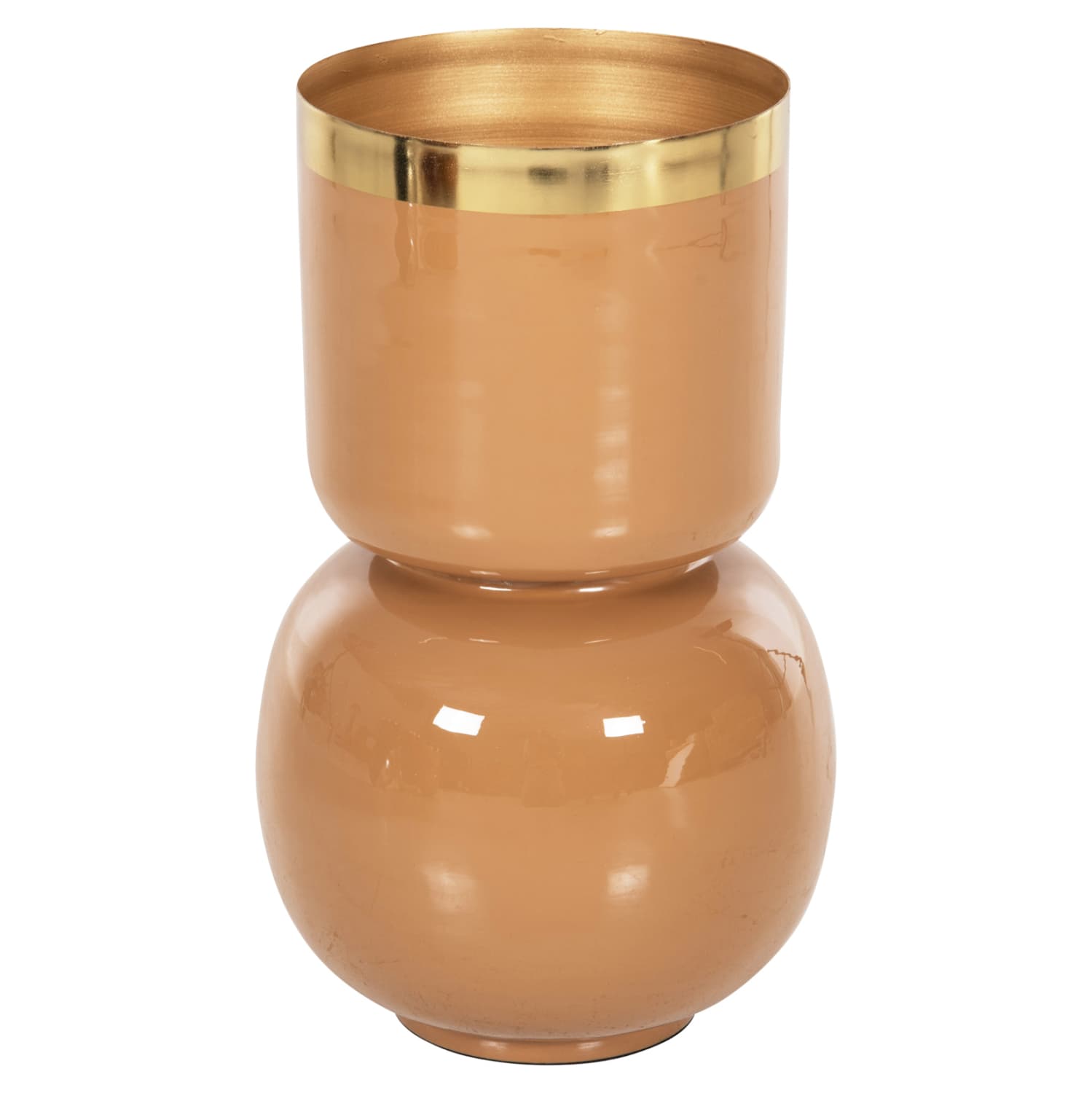TABLE VASE LINGON METAL IN SALMON-GOLD Φ21x37,5Hcm.