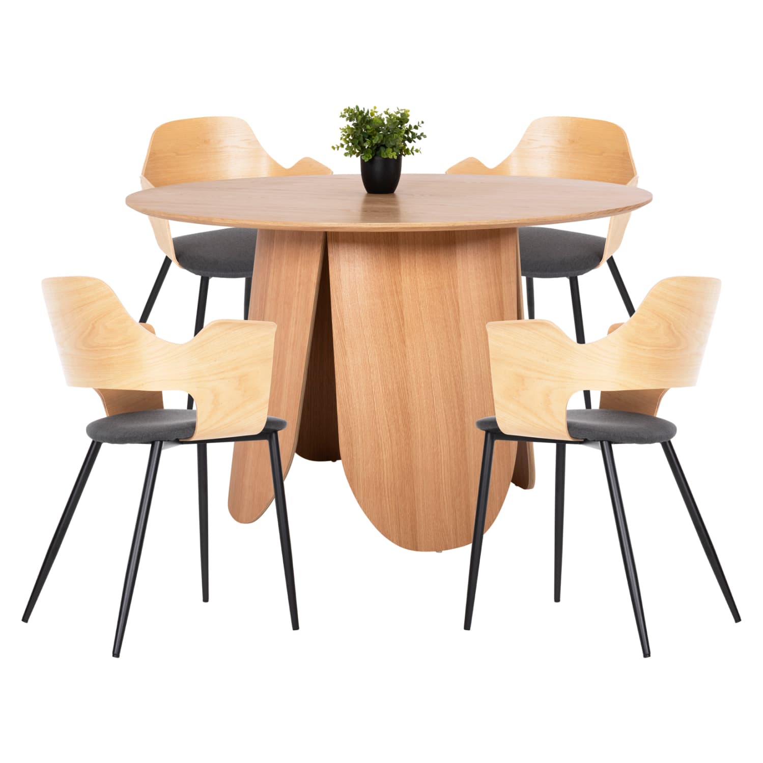 DINING SET 5PCS TABLE DENTY & 4 CHAIRS VELP (OAK-GREY)