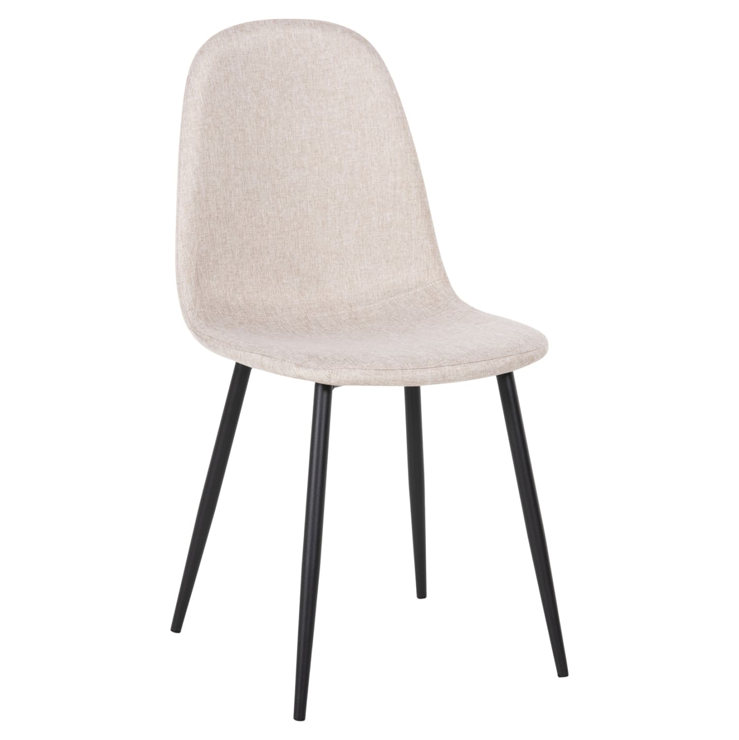 DINING CHAIR LEONARDO BEIGE FABRIC & BLACK METAL LEGS 42x49,5x89Hcm.