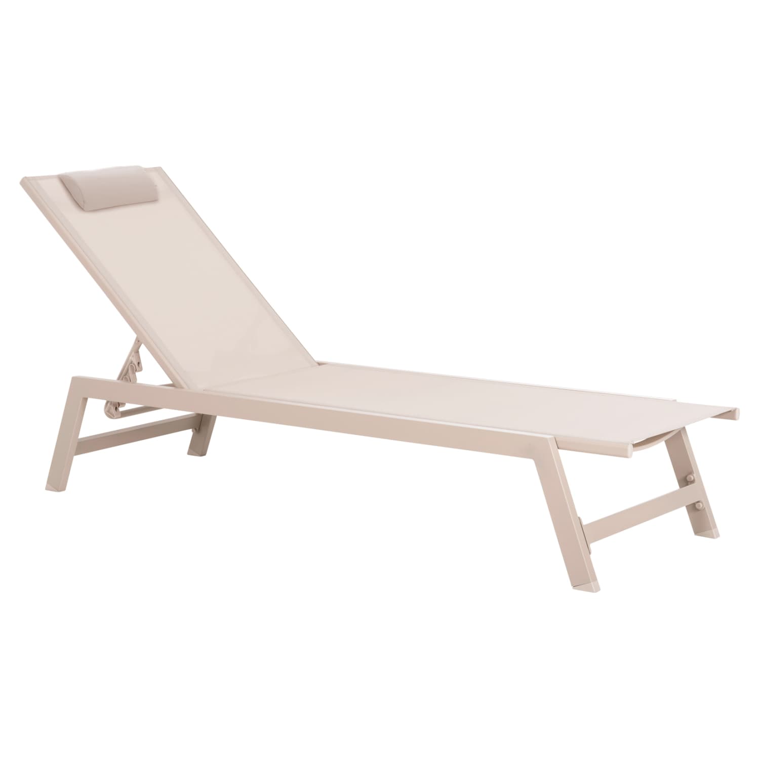 ALUMINUM SUNBED WITH HEADREST RABIA IN CHAMPAGNE COLOR 191,5x60x31Hcm.